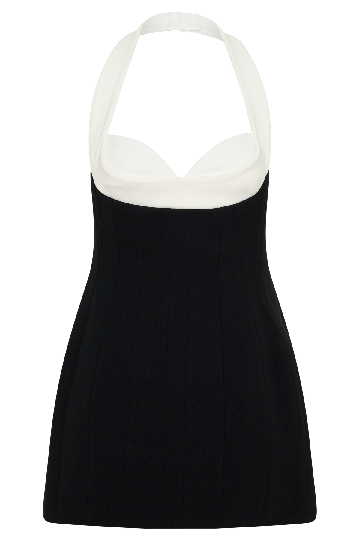 Malika Bust Detail Halter Mini Dress - Black/White #8