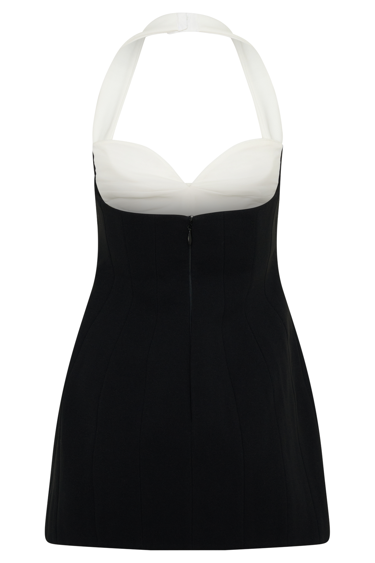 Malika Bust Detail Halter Mini Dress - Black/White #7