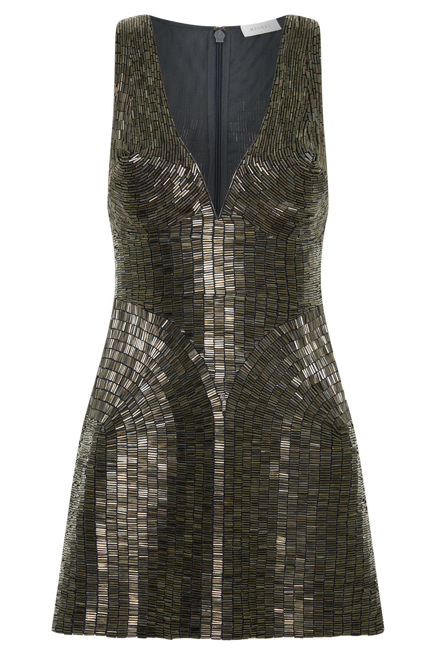 Milly Beaded Metal Mini Dress - Silver