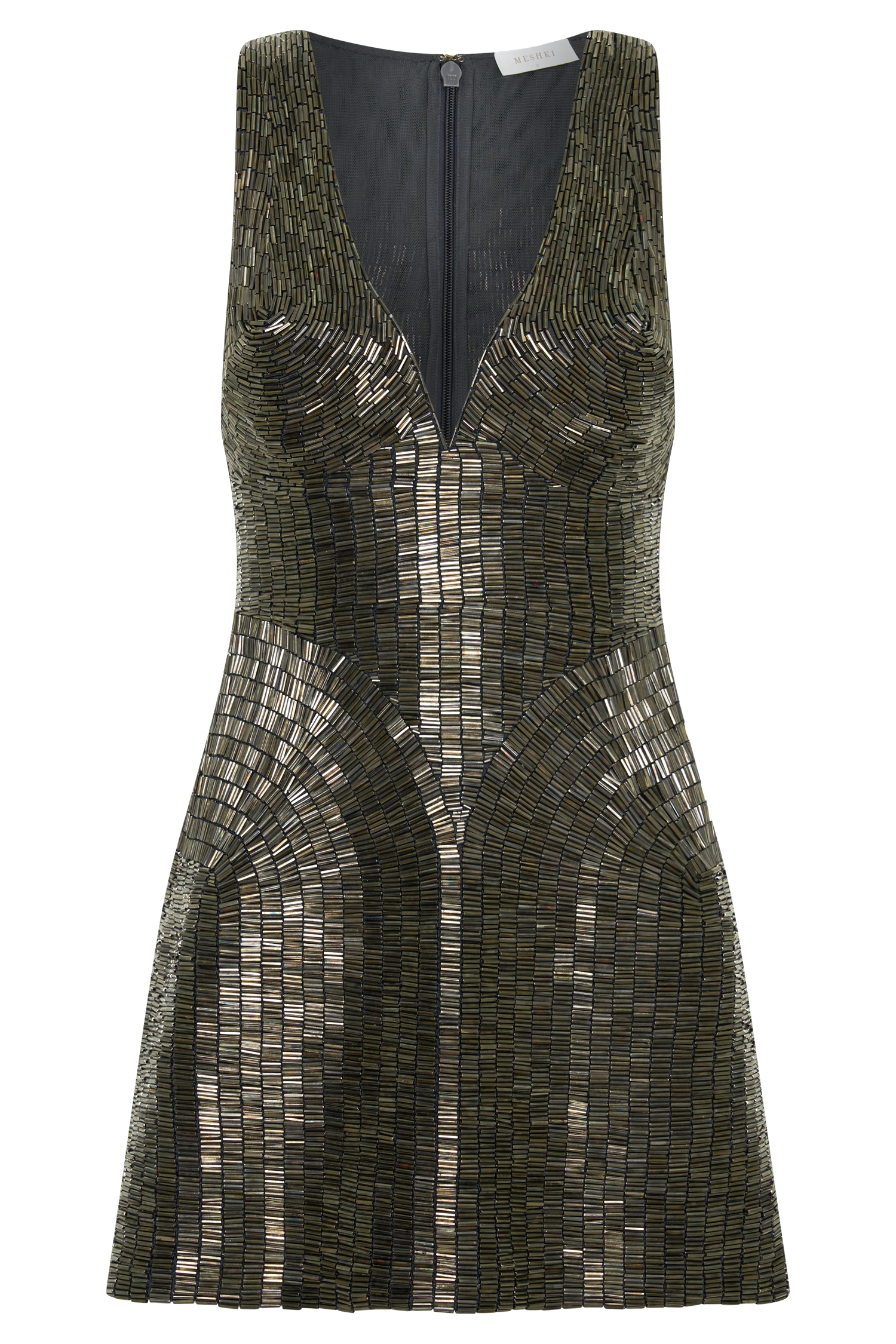 Milly Beaded Metal Mini Dress - Silver #9