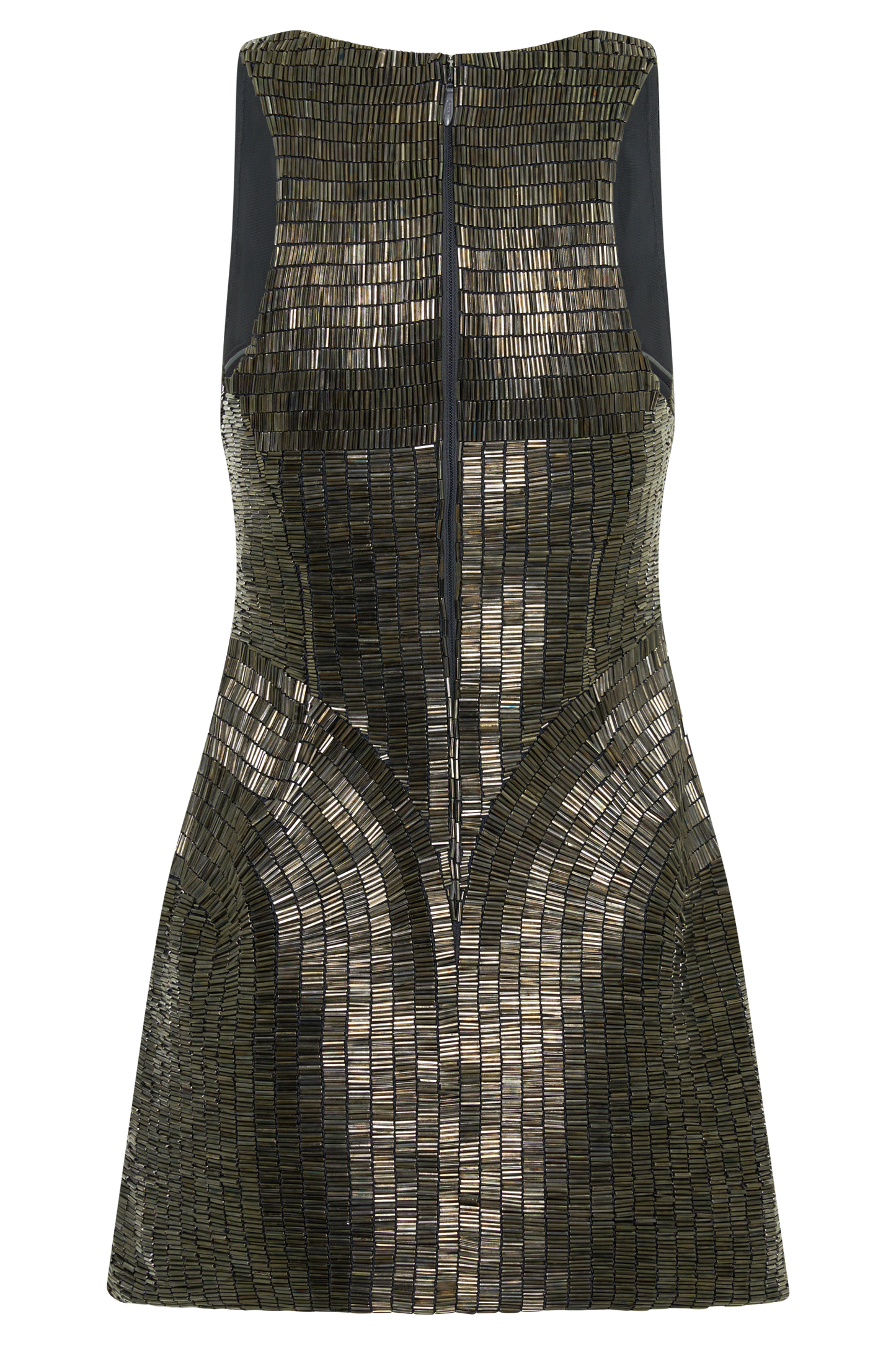 Milly Beaded Metal Mini Dress - Silver
