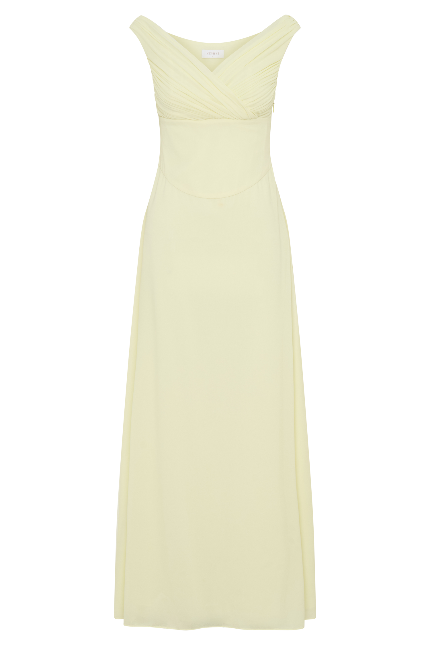 Mabel Off Shoulder Chiffon Maxi Dress - Lemon #13