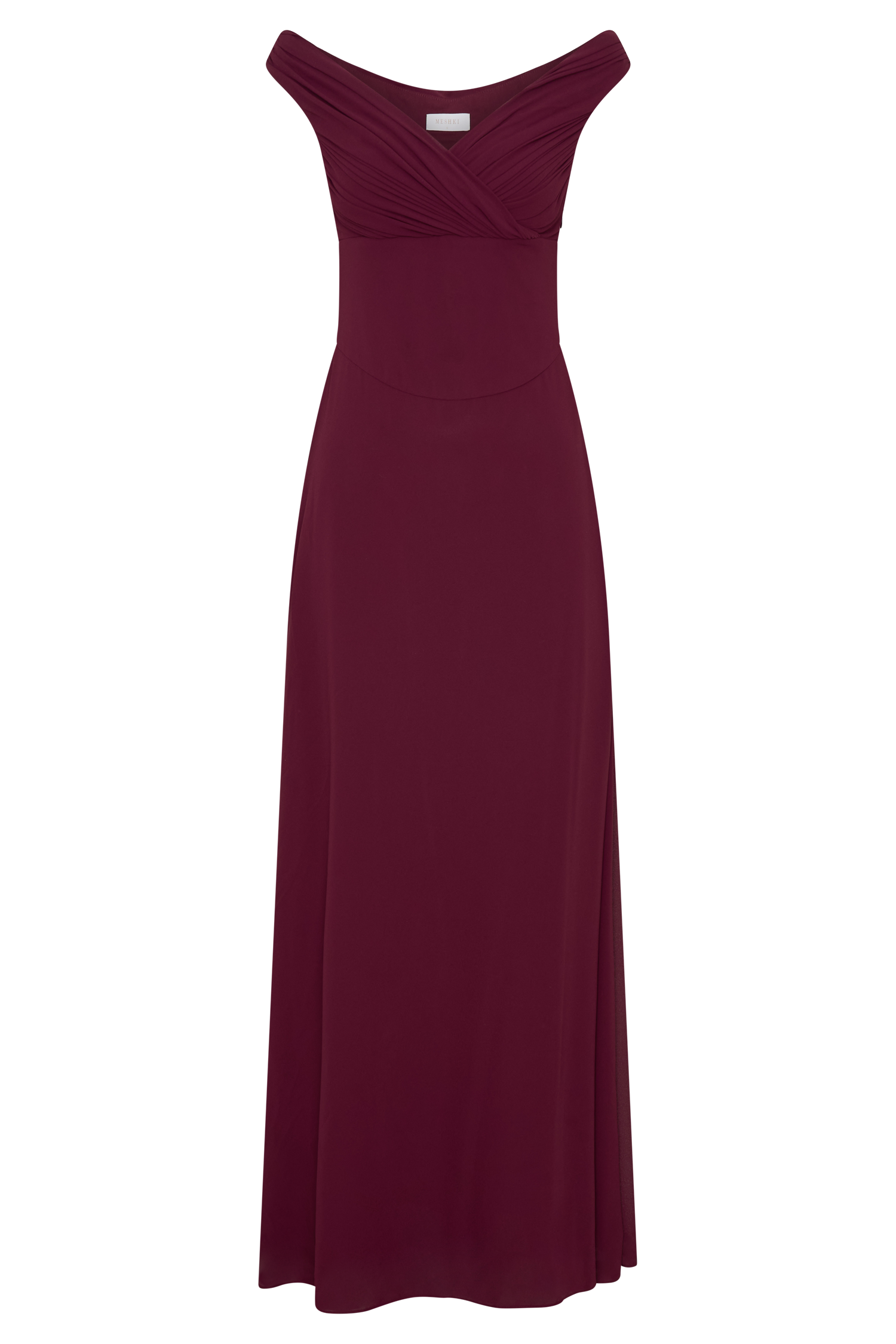 Mabel Off Shoulder Chiffon Maxi Dress - Merlot #7