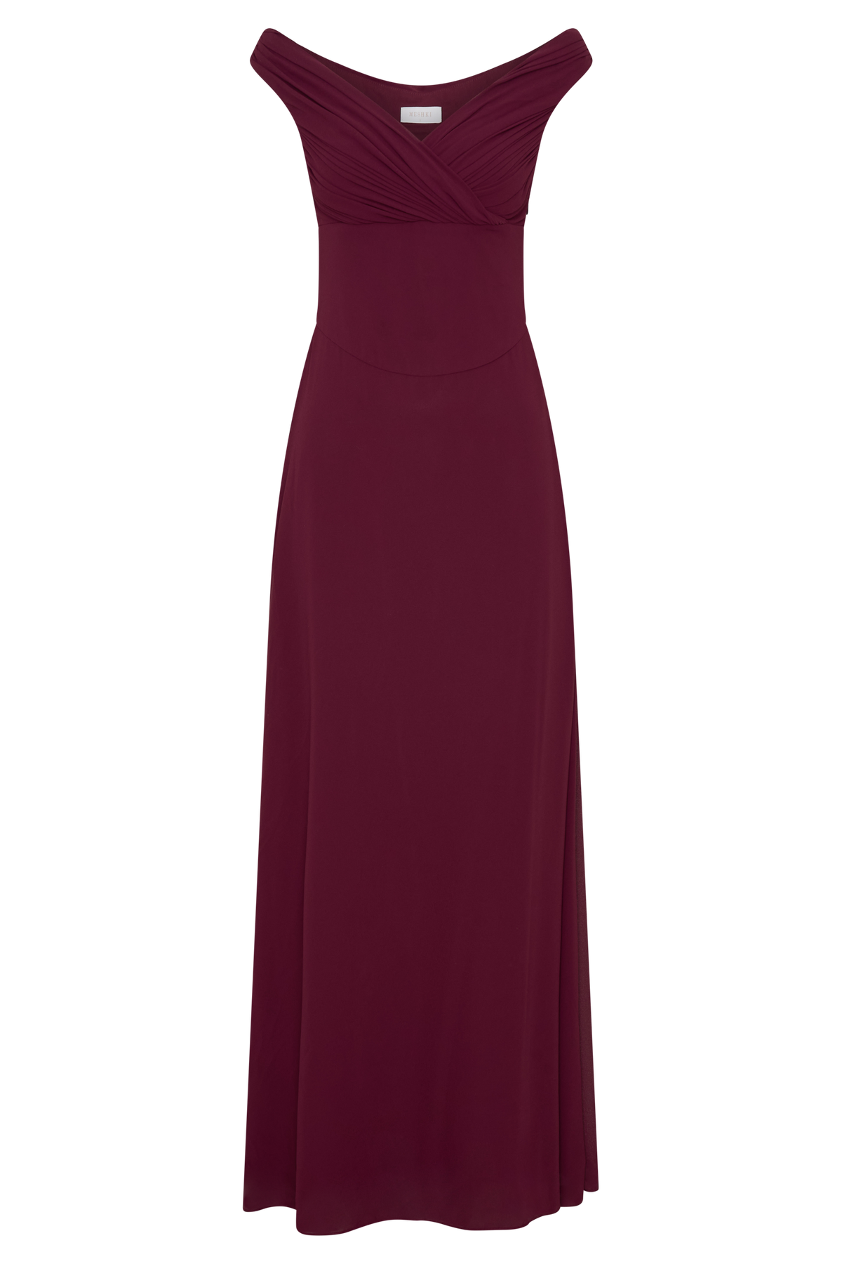 Mabel Off Shoulder Chiffon Maxi Dress - Merlot