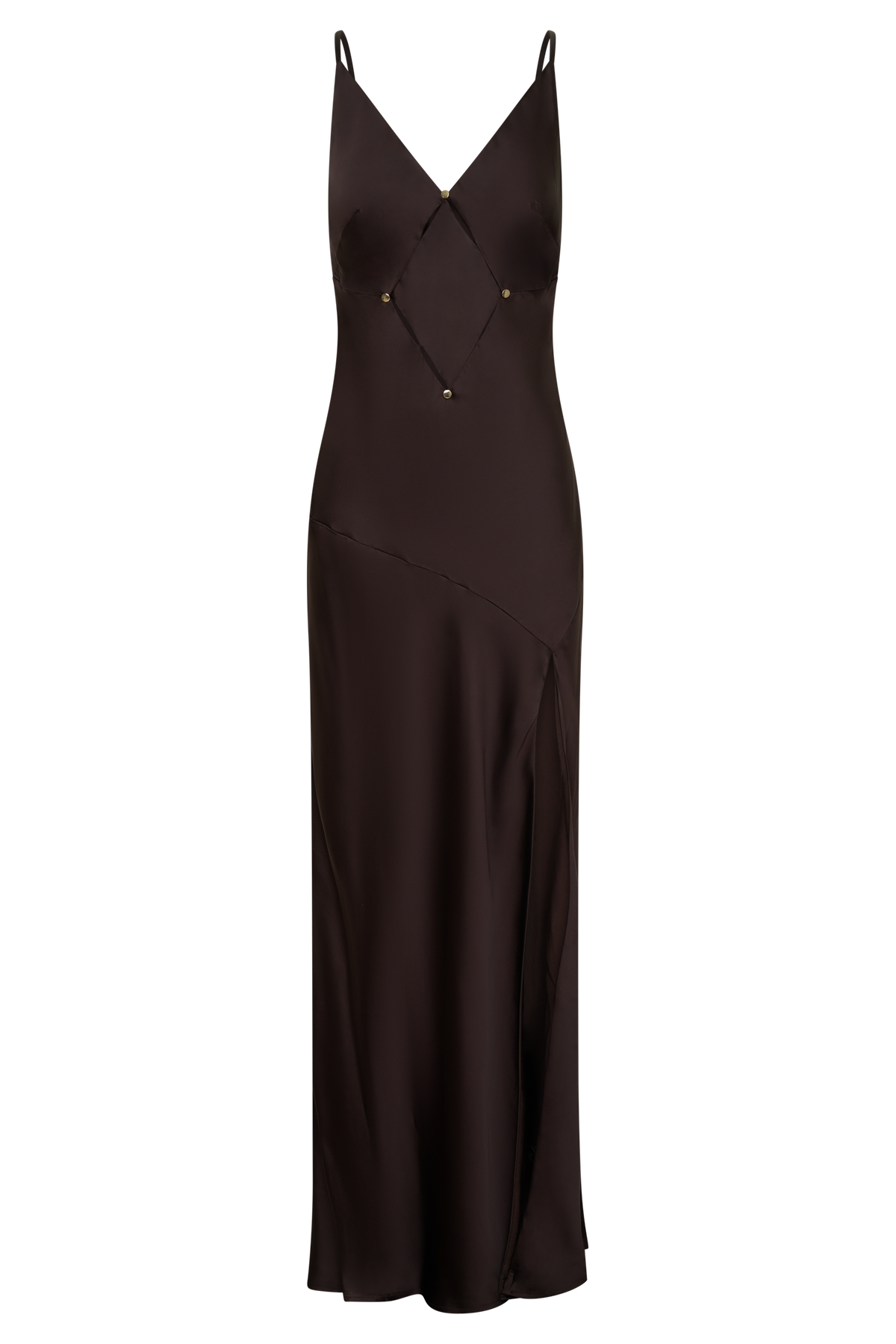 Maddison V Neck Satin Maxi Dress - Dark Chocolate #9