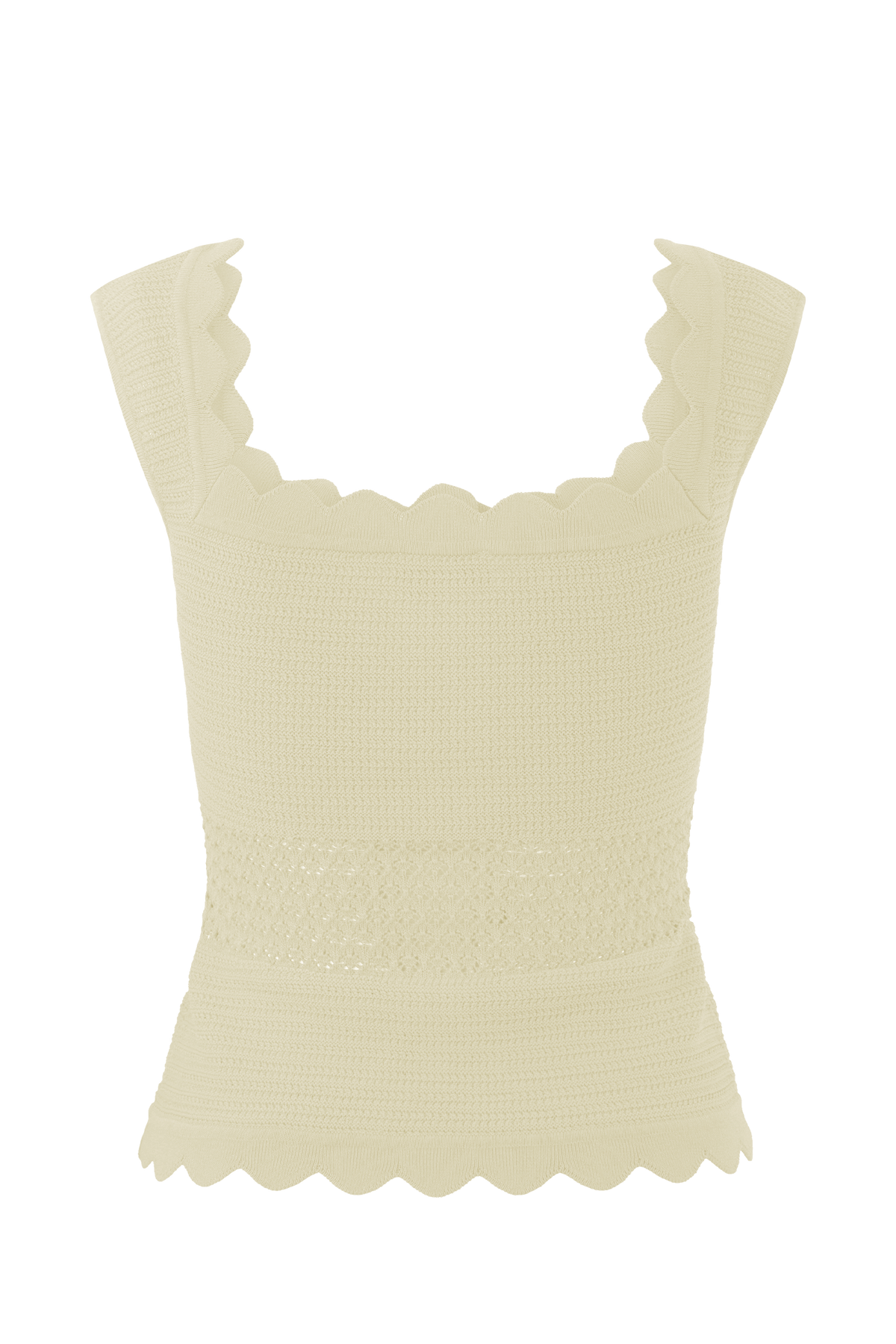 Madeline Scallop Knit Top - Ivory #10