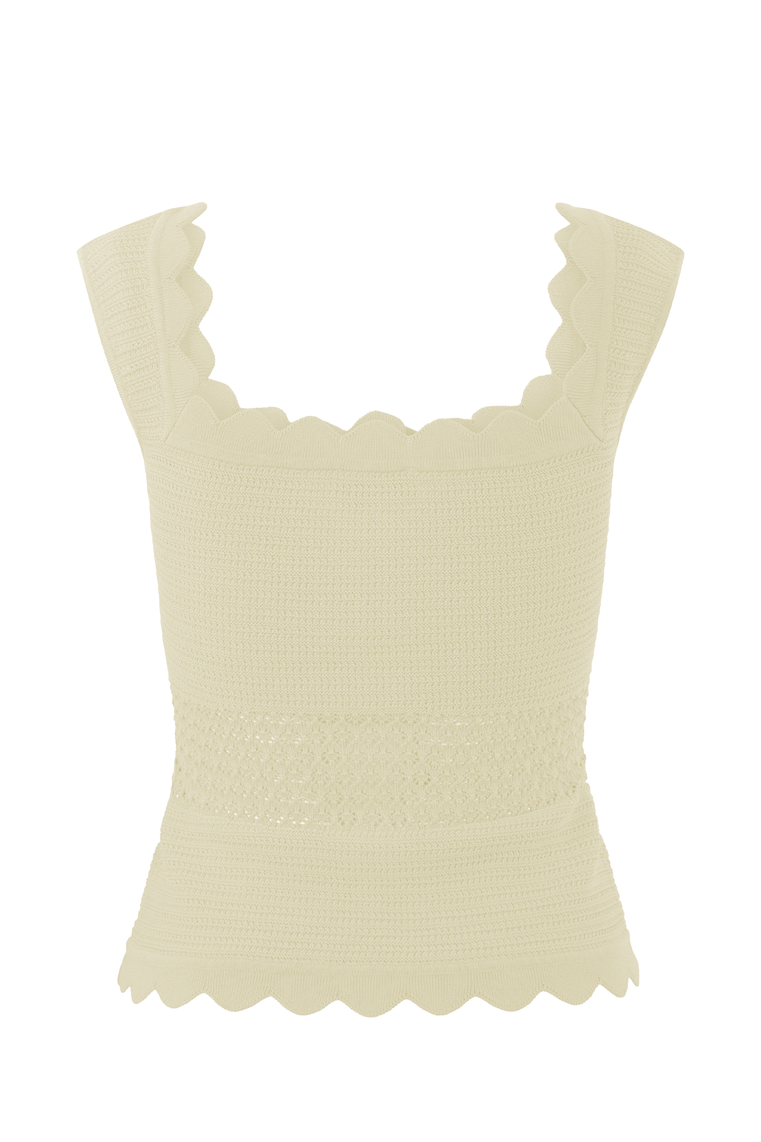 Madeline Scallop Knit Top - Ivory #10