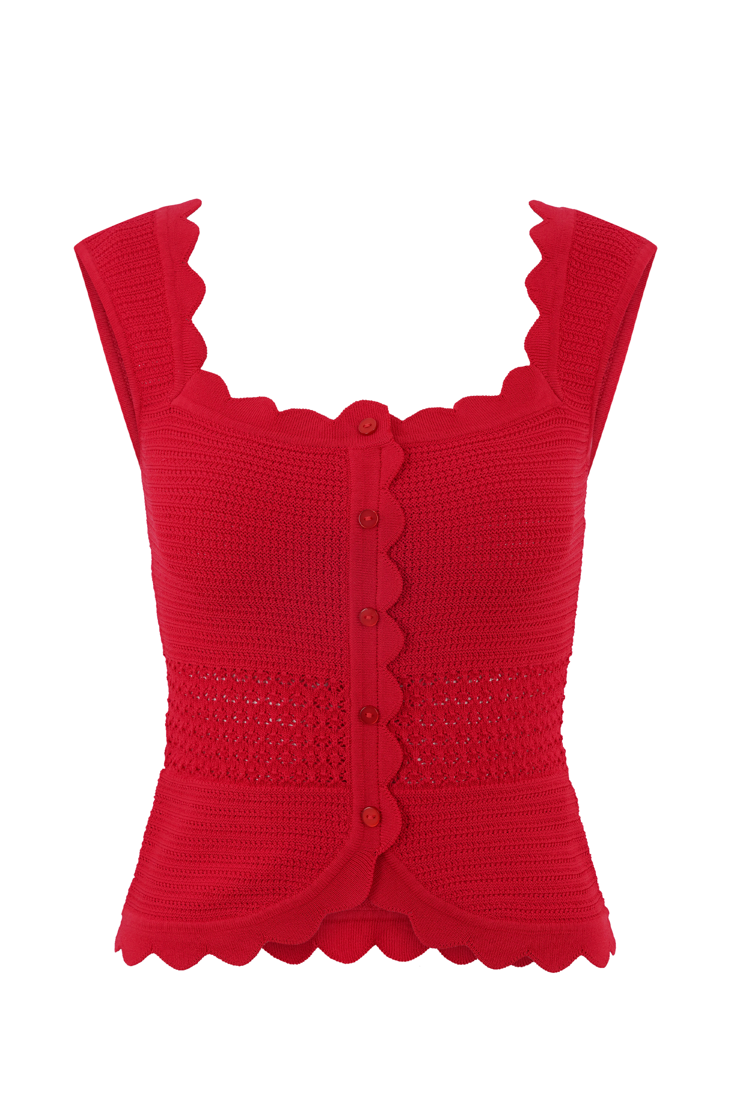 Madeline Scallop Knit Top - Red #9