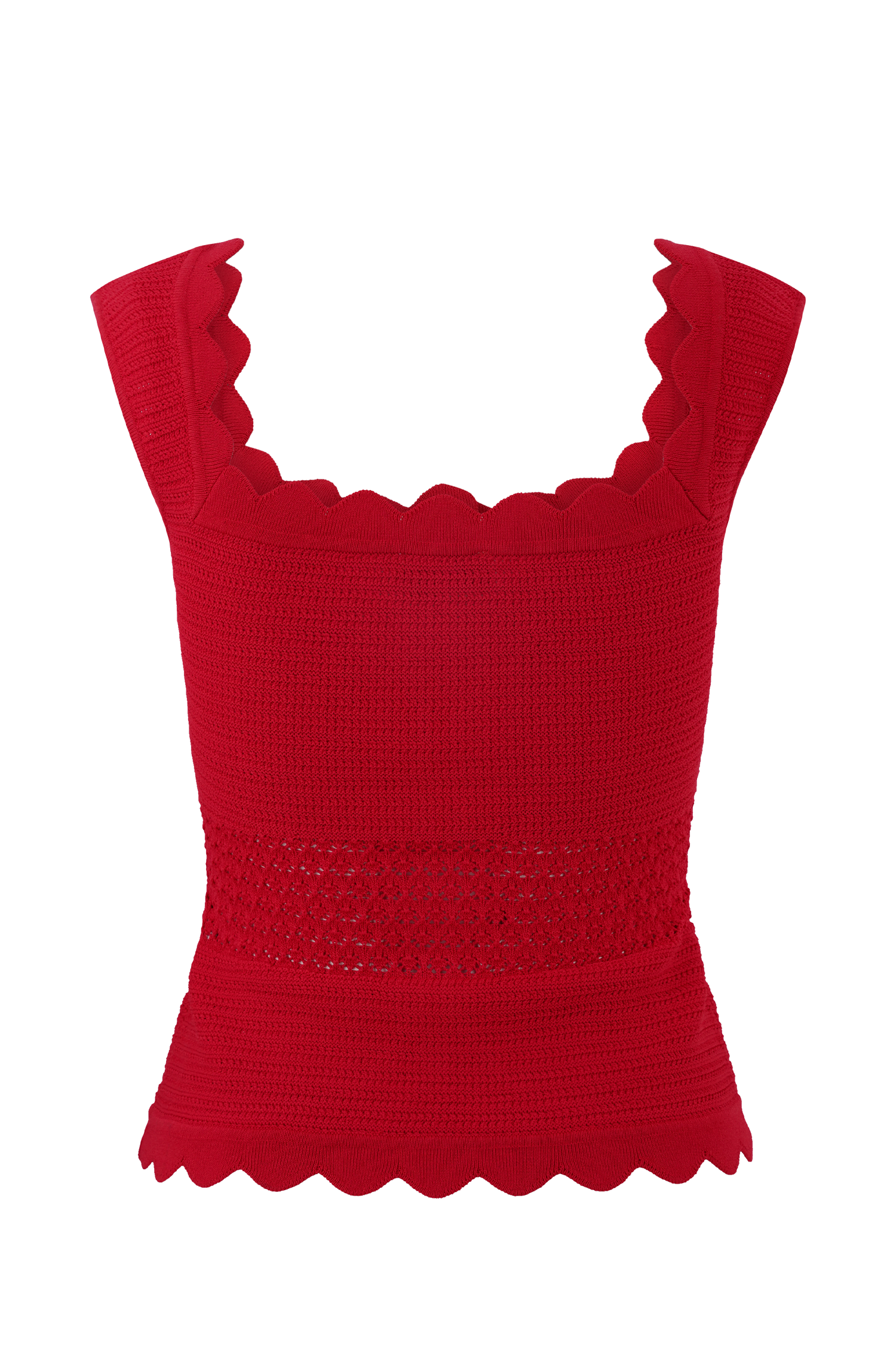 Madeline Scallop Knit Top - Red #8