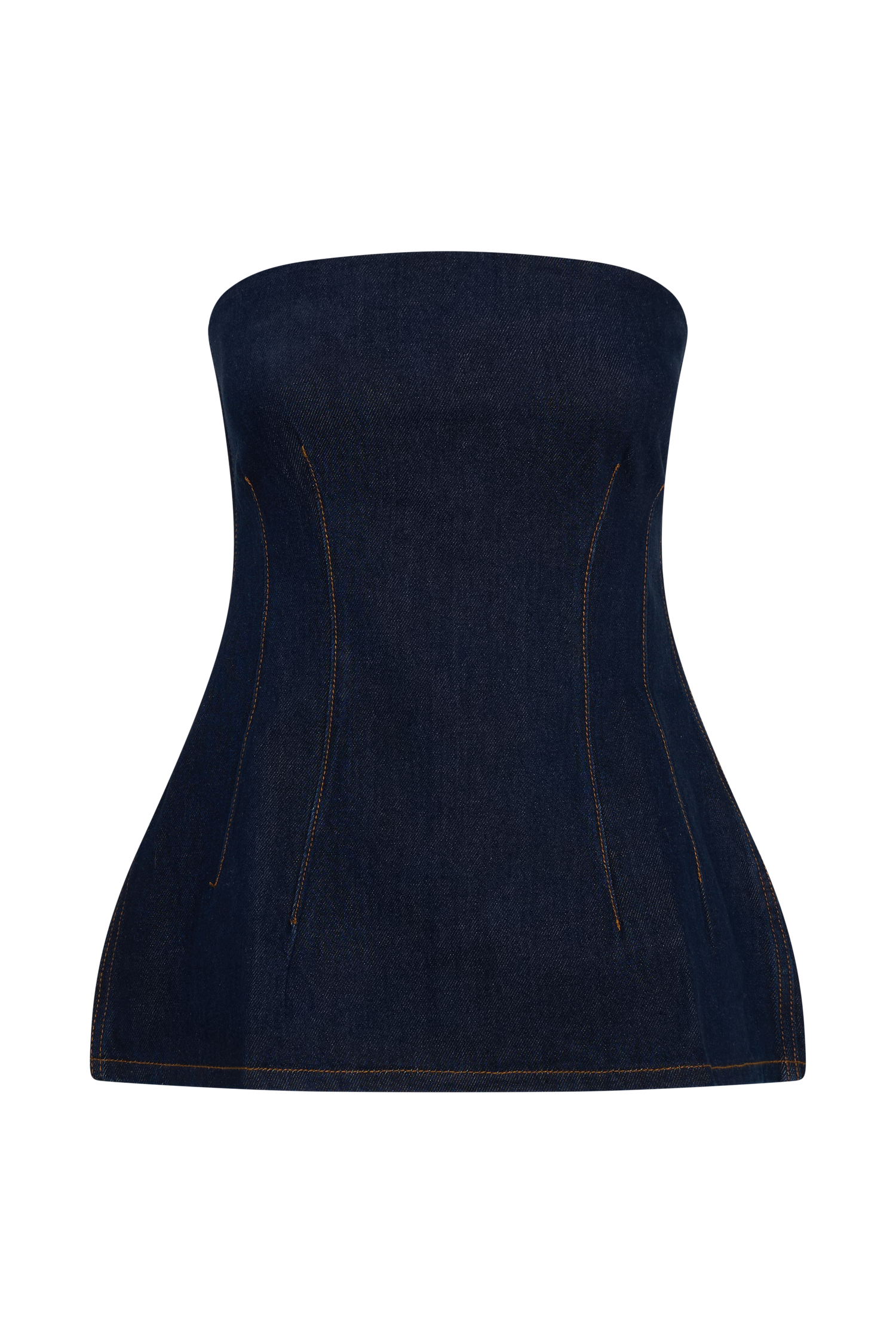 Madelyn Strapless Longline Denim Top - Indigo Blue #9