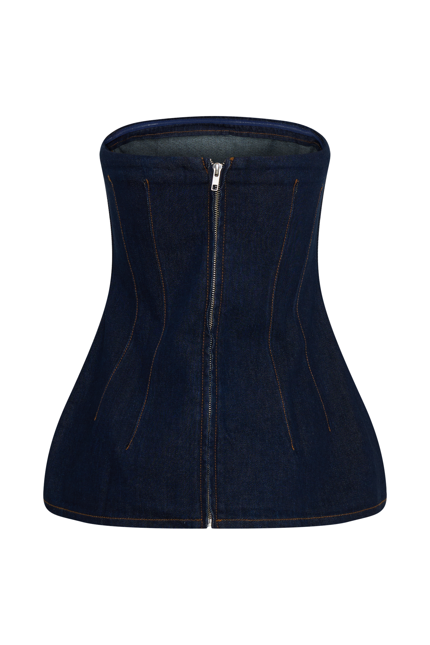 Madelyn Strapless Longline Denim Top - Indigo Blue