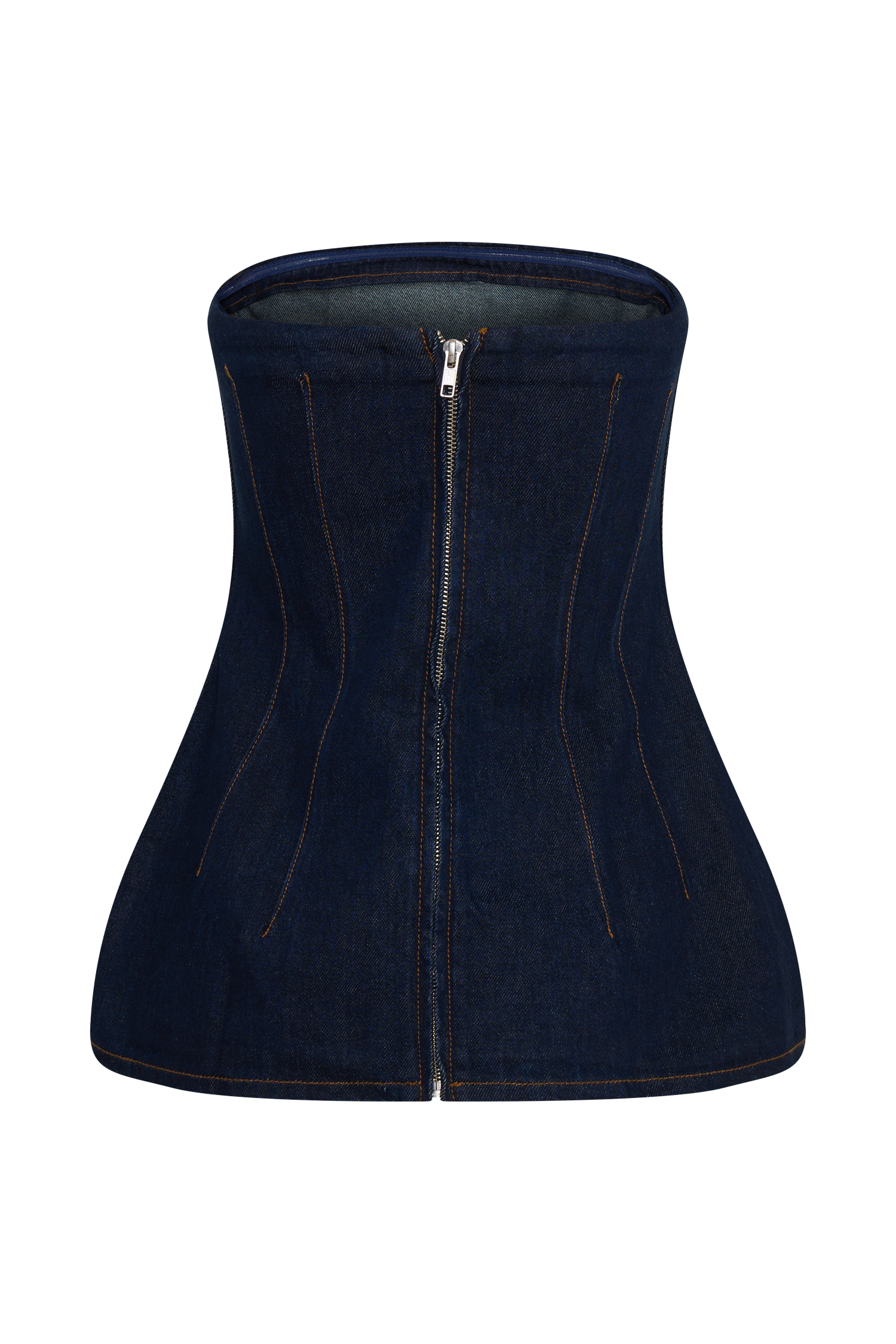 Madelyn Strapless Longline Denim Top - Indigo Blue #8