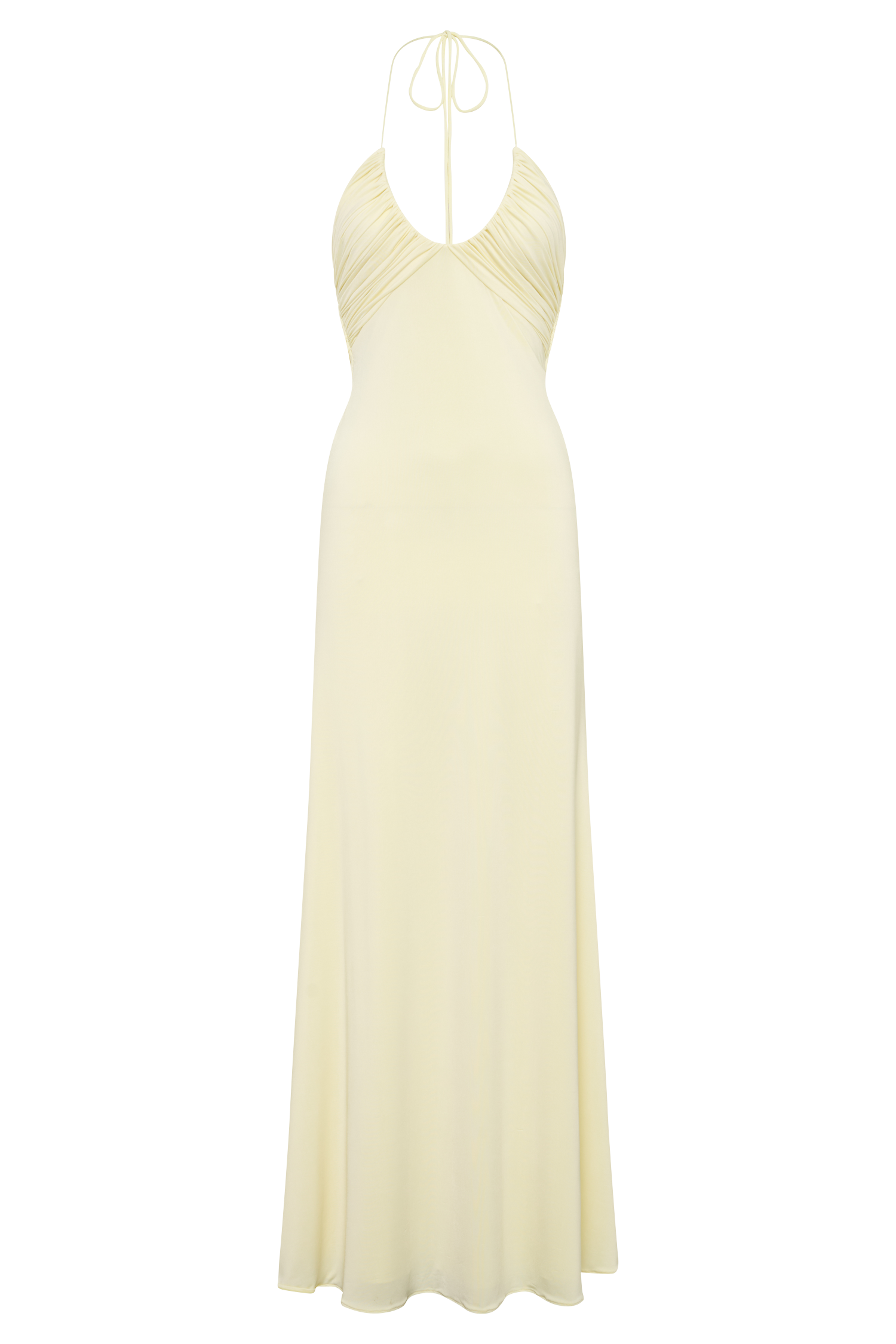 Maely Gathered Slinky Maxi Dress - Lemon #11