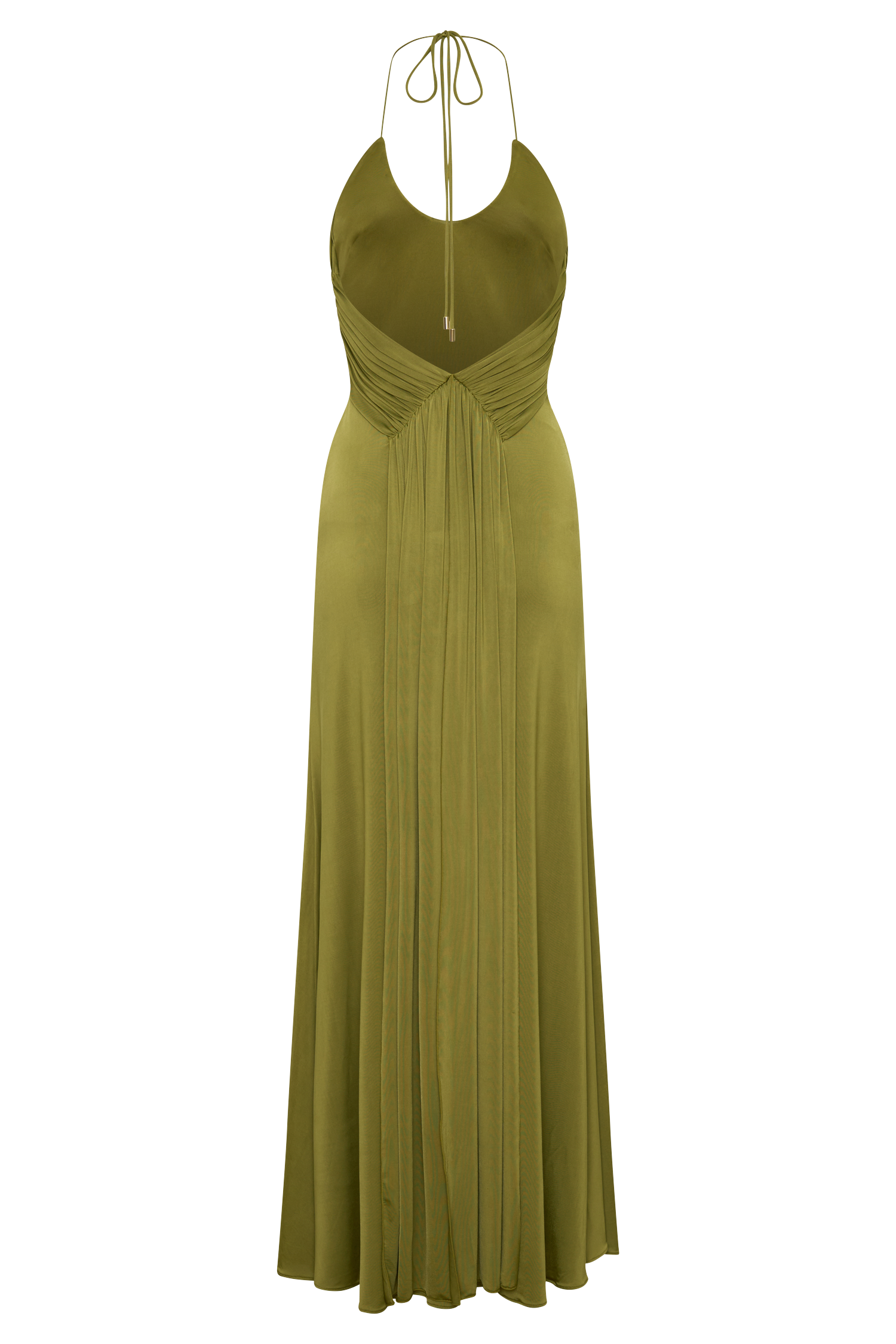 Maely Gathered Slinky Maxi Dress - Olive #8