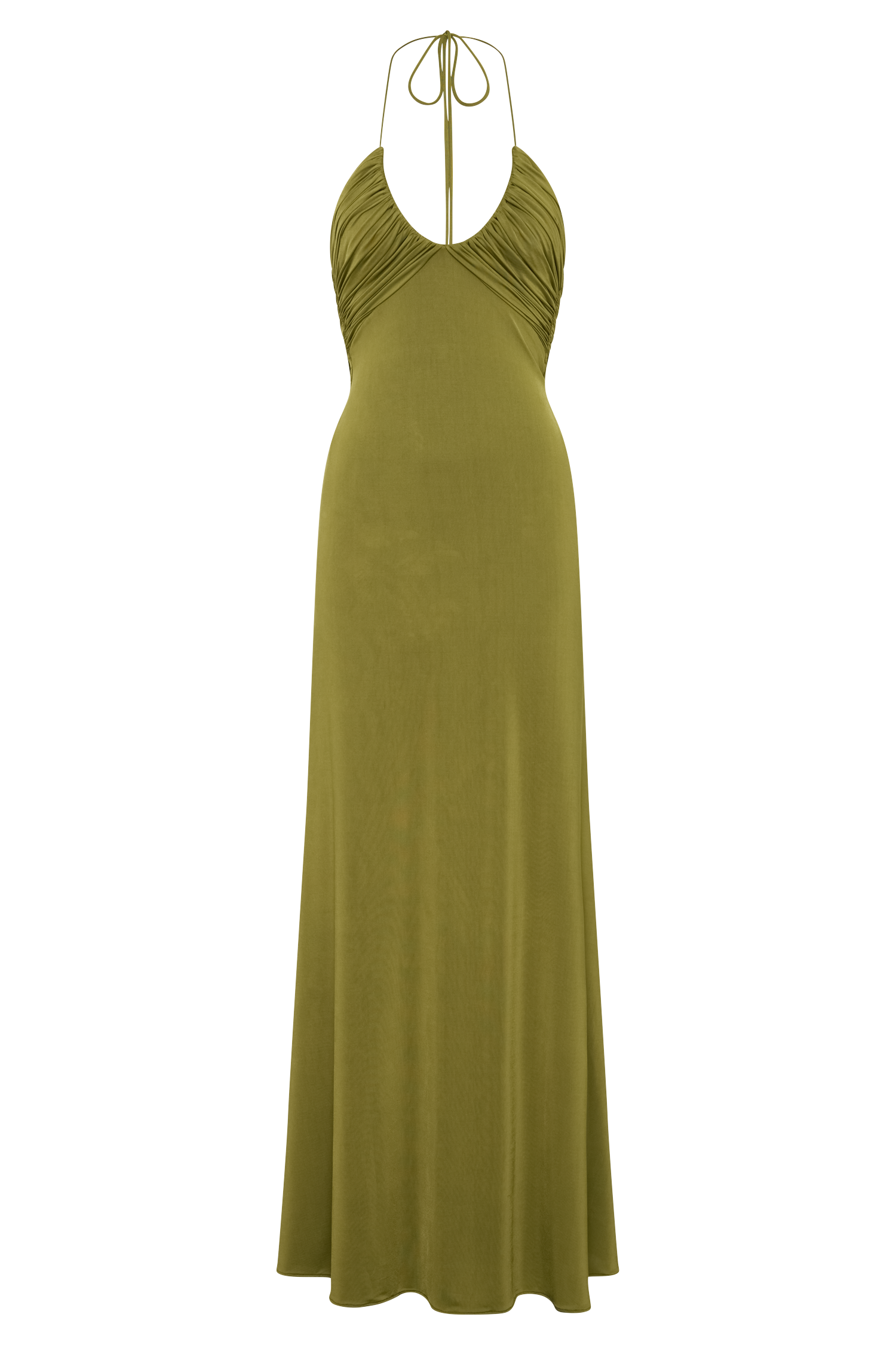 Maely Gathered Slinky Maxi Dress - Olive #9