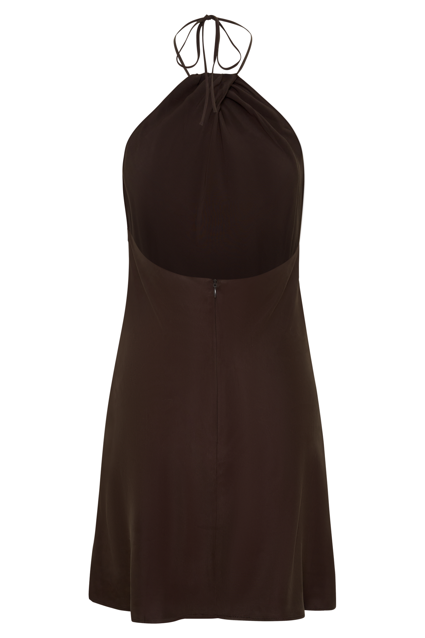 Maggie Cupro Halter Mini Dress - Dark Chocolate