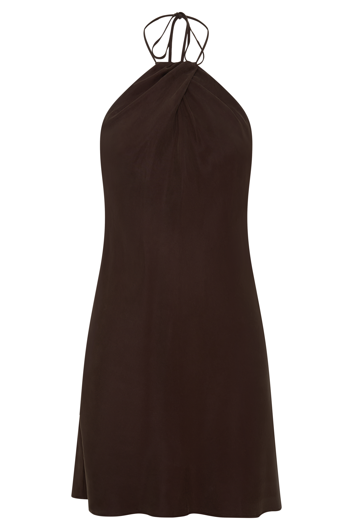 Maggie Cupro Halter Mini Dress - Dark Chocolate #7