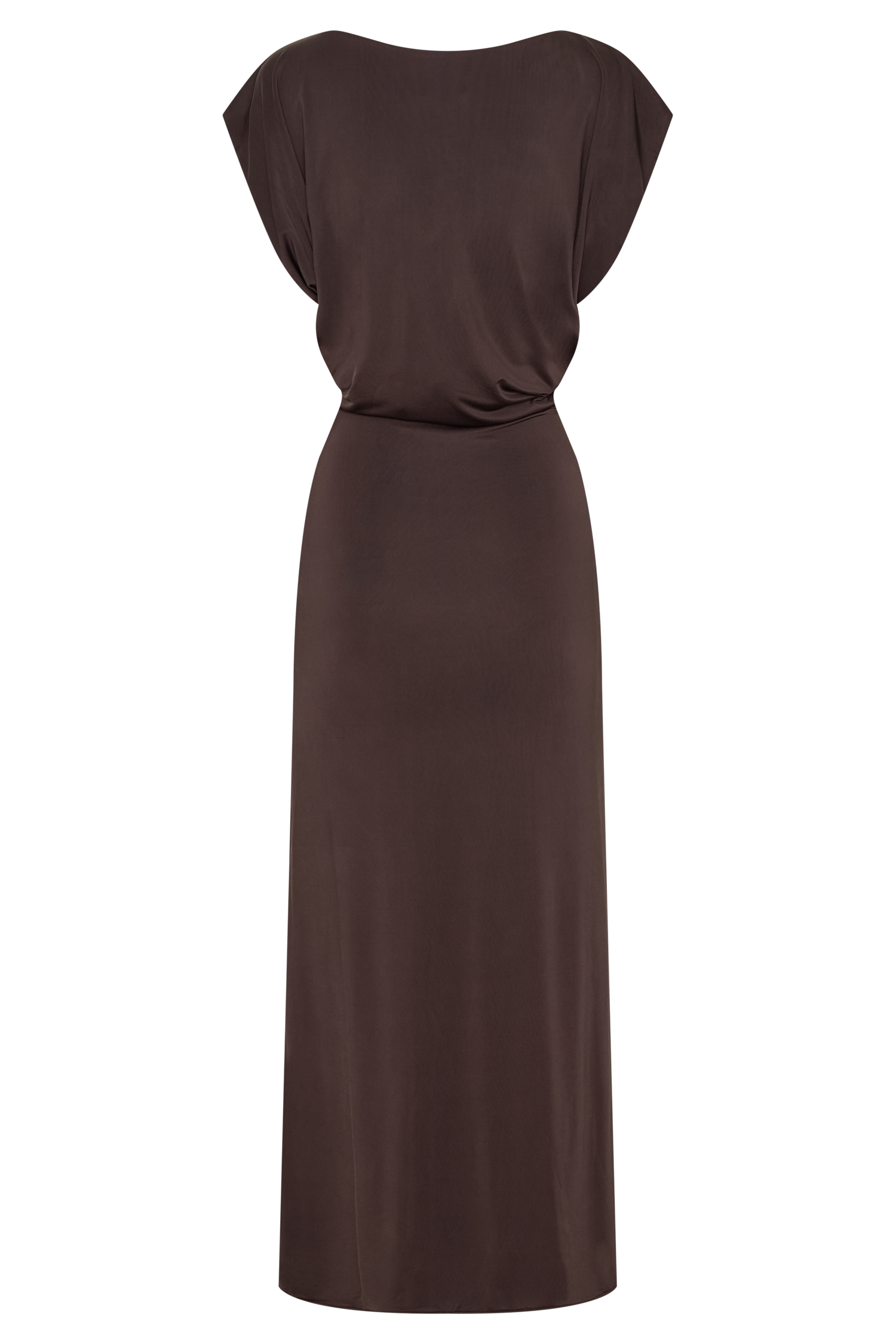 Maiara Shortsleeve Slinky Tie Maxi Dress - Chocolate #7