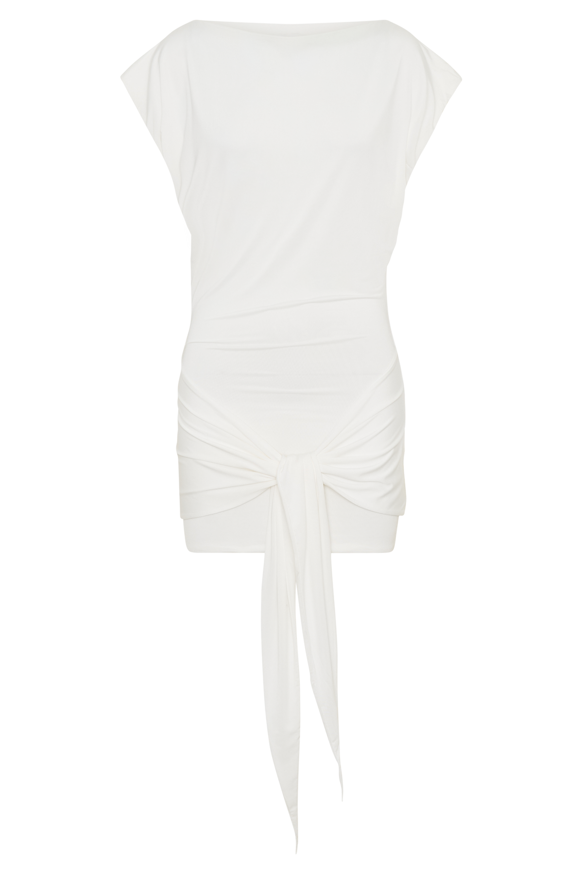 Maiara Shortsleeve Slinky Tie Mini Dress - White #7