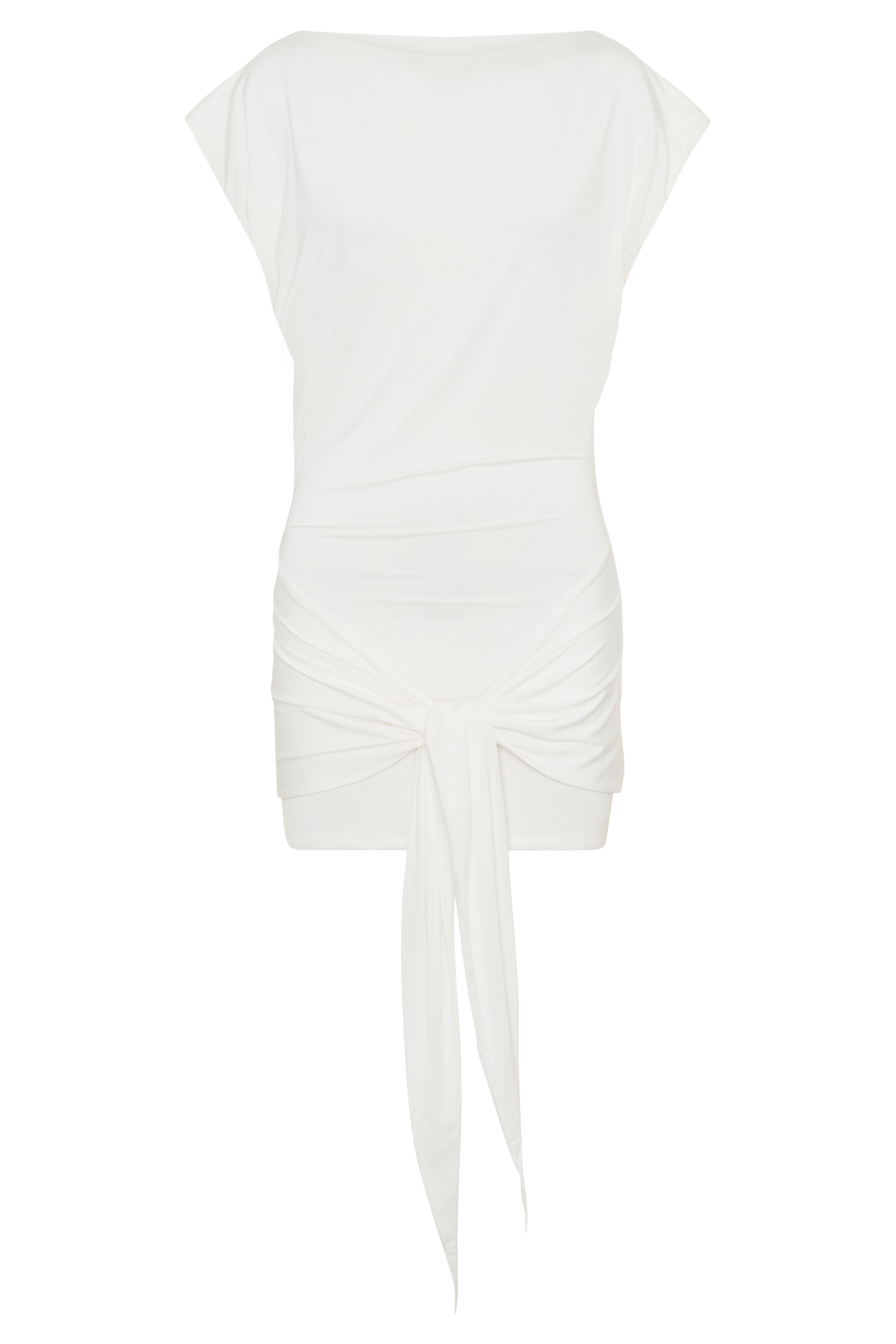 Maiara Shortsleeve Slinky Tie Mini Dress - White #7