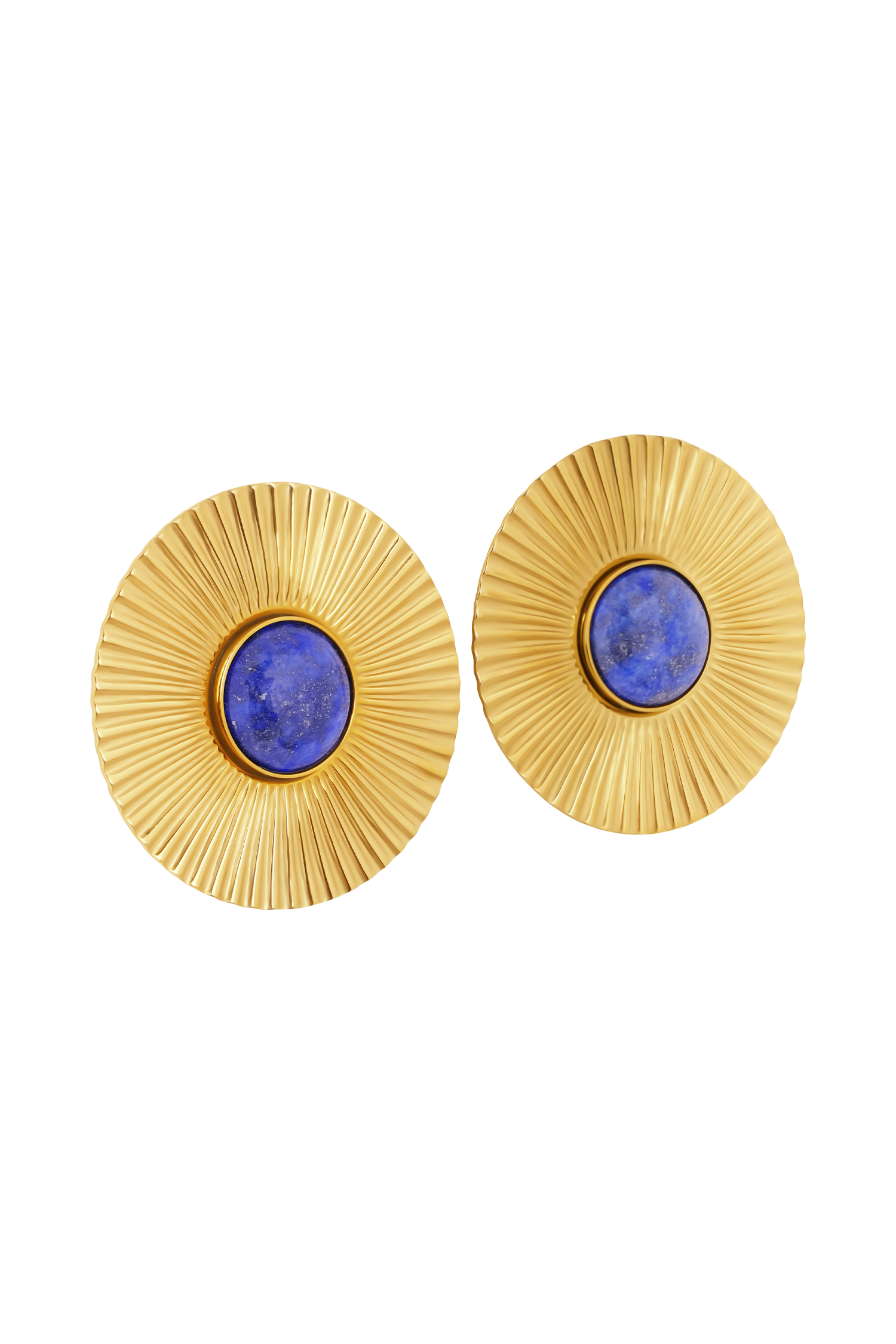 Maisie Round Gemstone Earrings - Gold #4