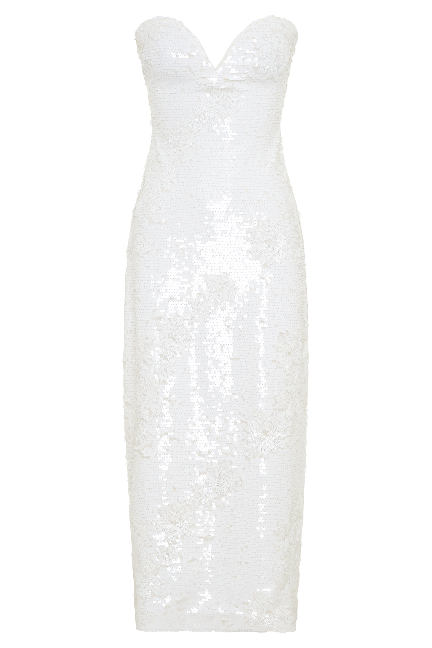 Maisie Strapless Sequin Midi Dress - White