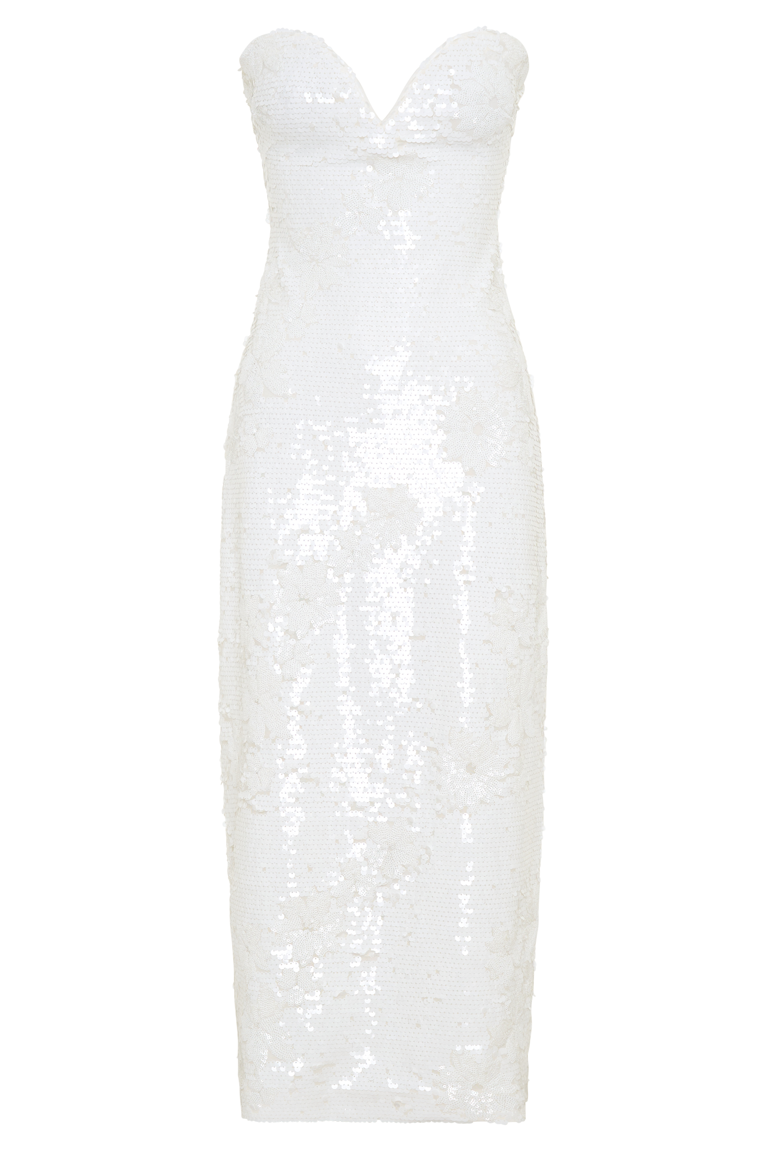 Maisie Strapless Sequin Midi Dress - White #7