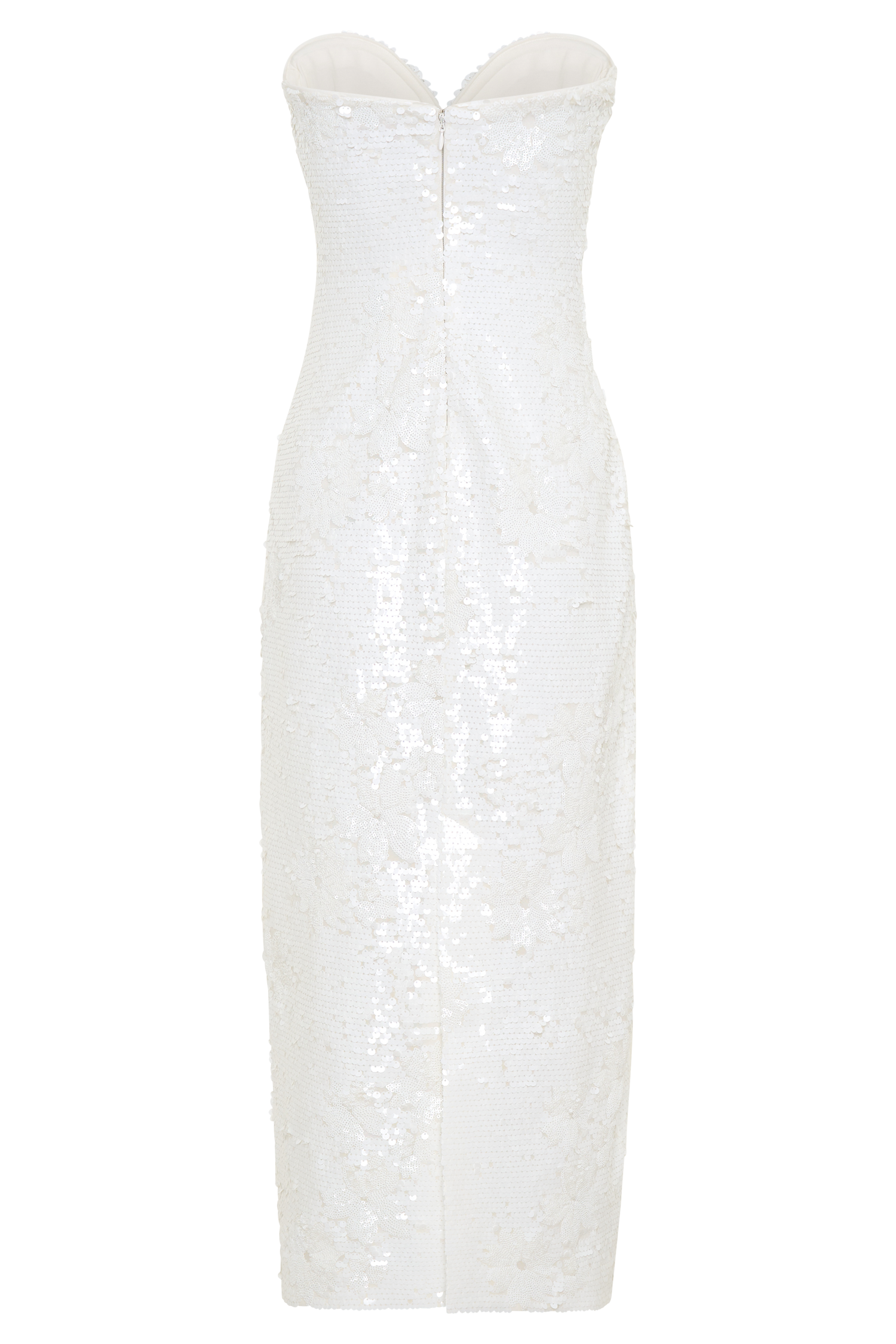 Maisie Strapless Sequin Midi Dress - White #6