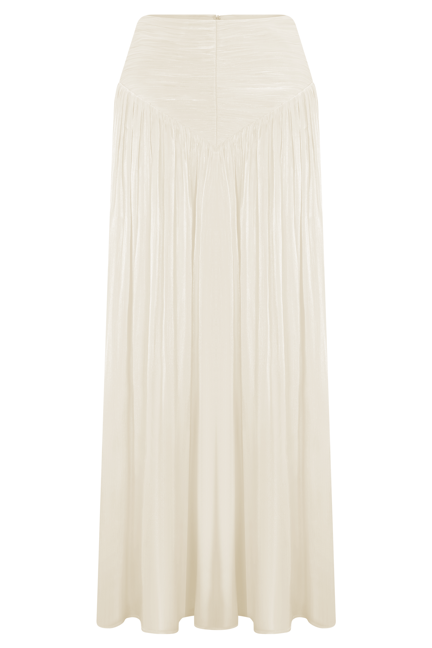 Makena Gathered Midi Skirt - Opal White #9