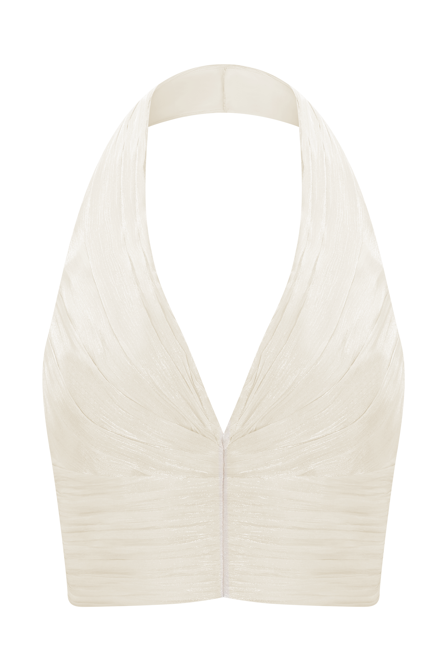 Makena Gathered V Neck Top - Opal White #9