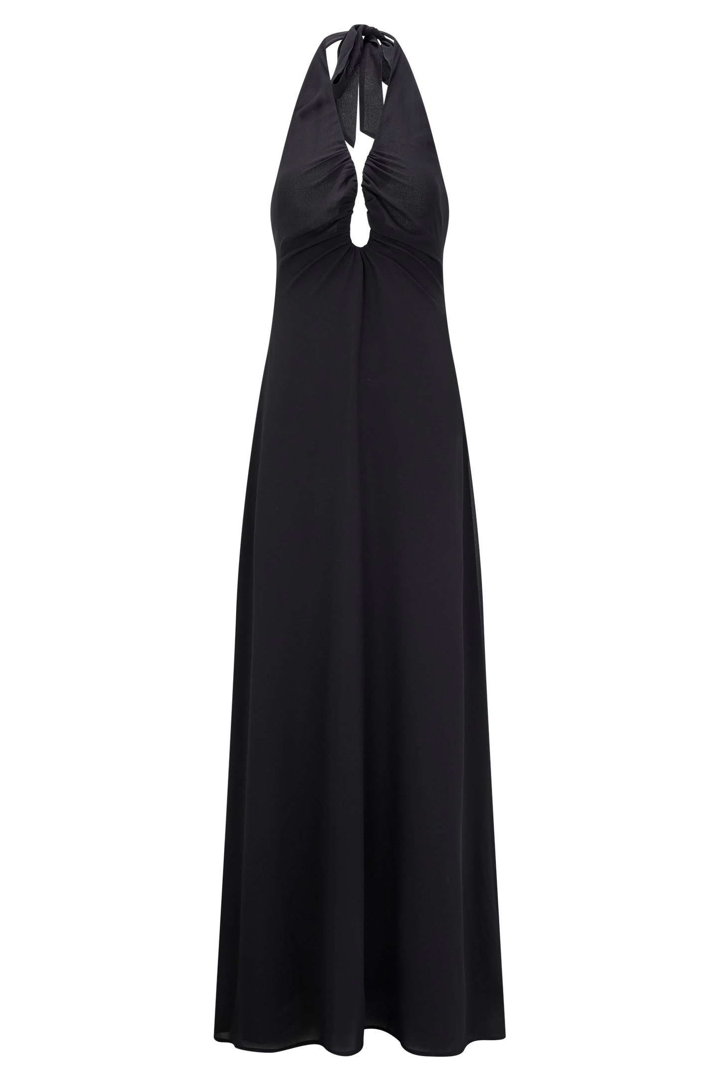 Malakhai Chiffon Halter Maxi Dress - Black