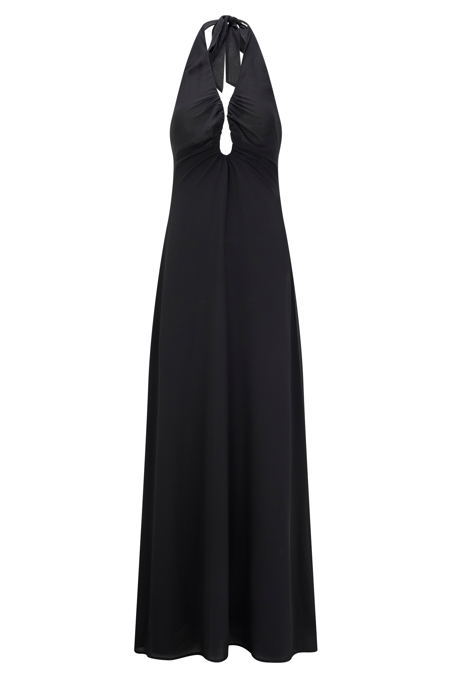 Malakhai Chiffon Halter Maxi Dress - Black #7