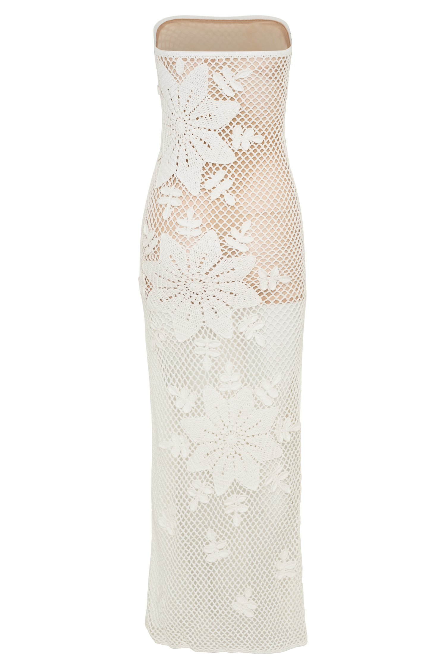 Mandie Hand Crochet Asymmetrical Maxi Dress - White #8