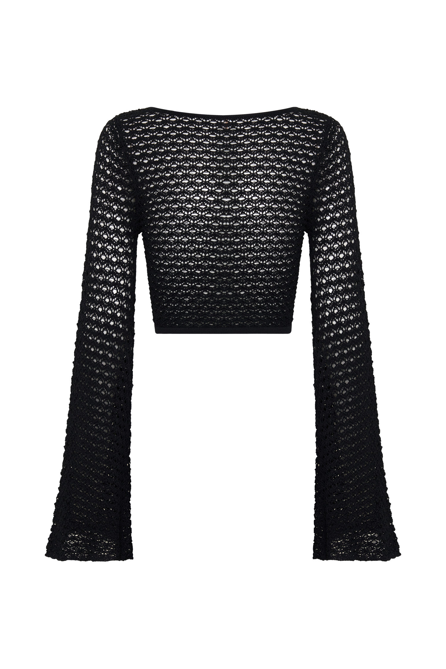 Mania Crochet Long Sleeve Cropped Top - Black #8