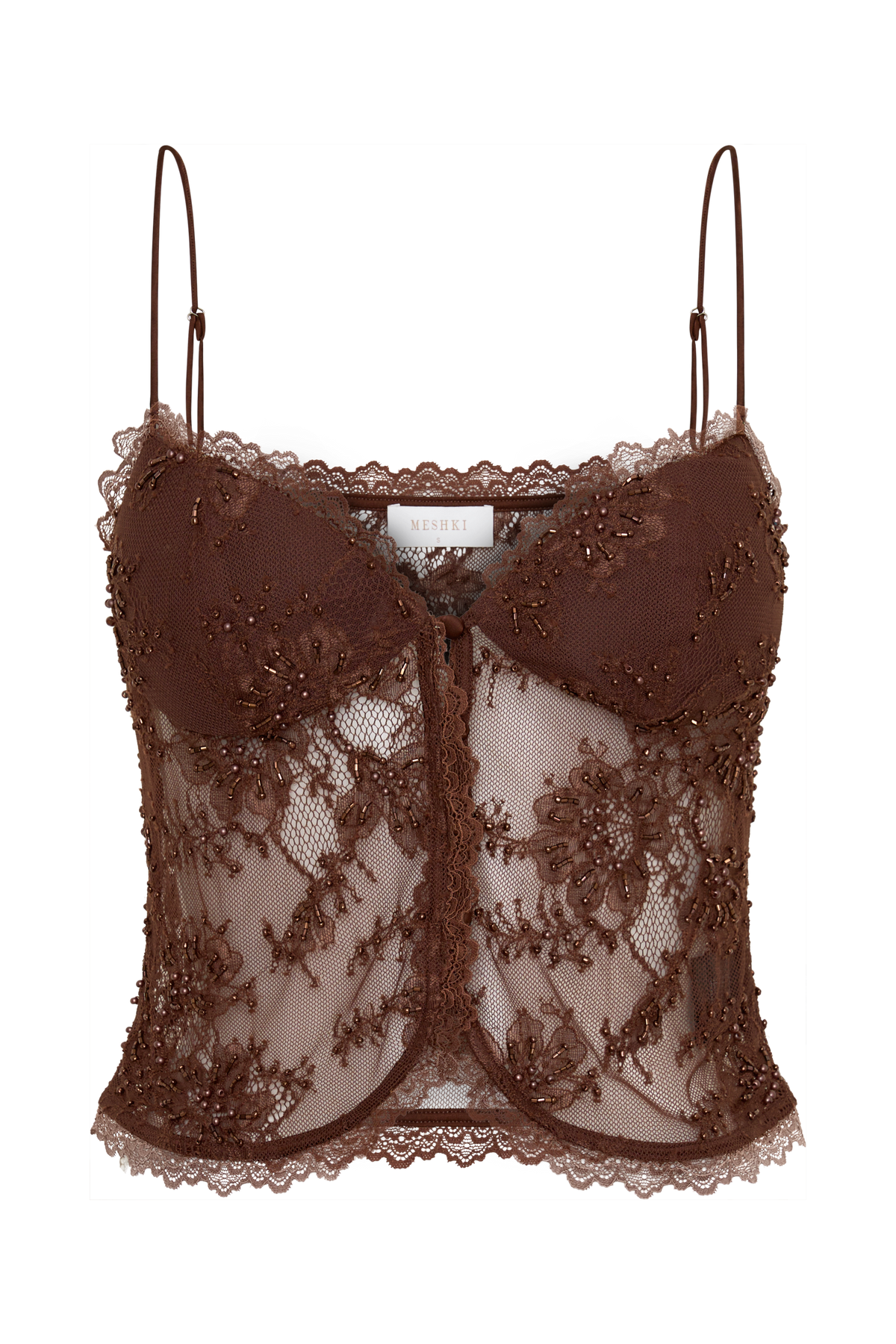 Marcelle Sweetheart Lace Top - Dark Chocolate