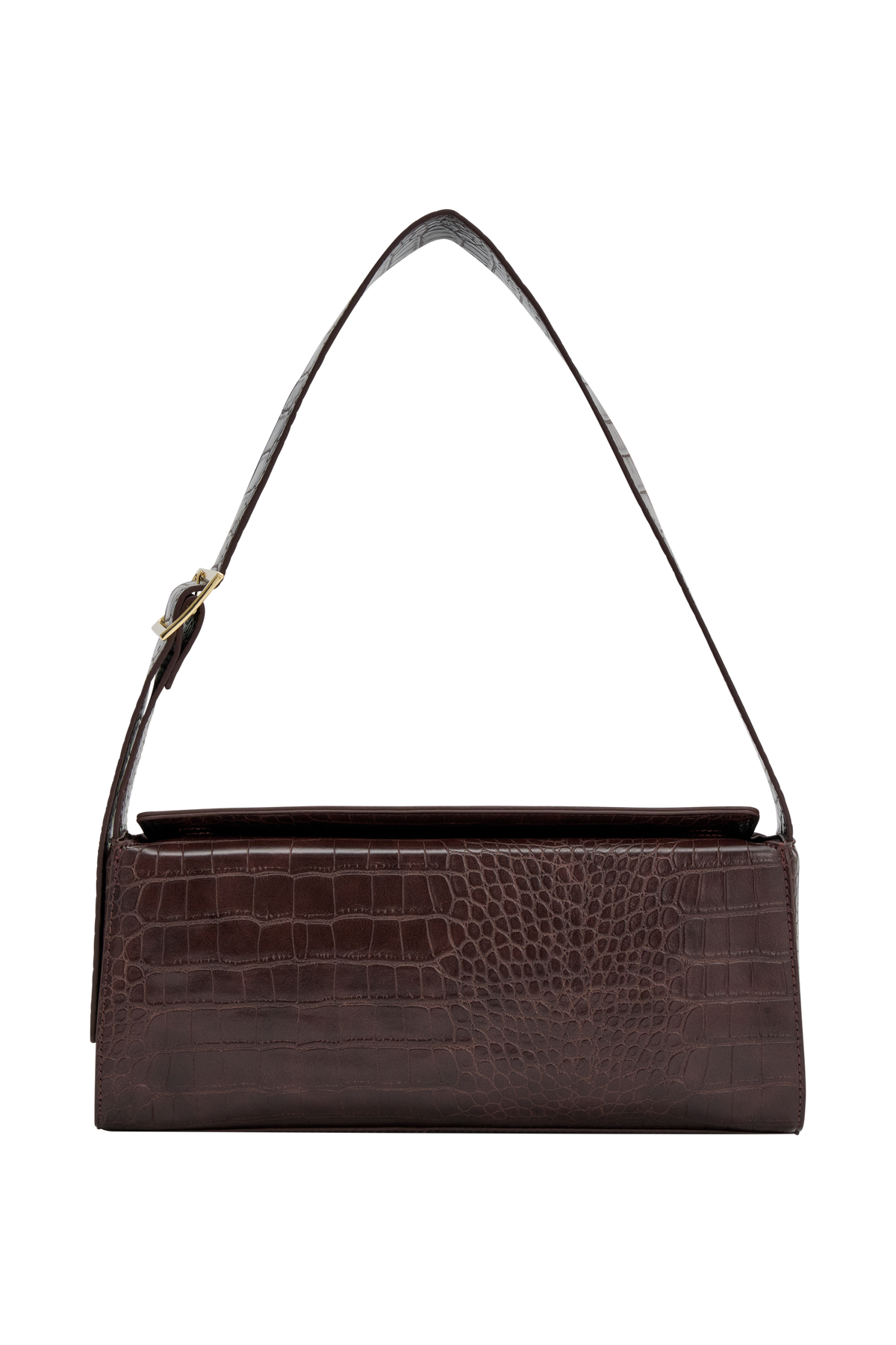 Maria Faux Leather Crocodile Shoulder Bag - Chocolate #7
