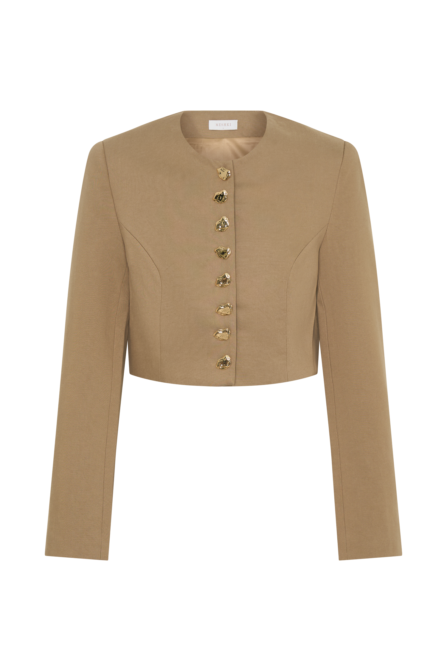 Marielle Button Up Cropped Jacket - Taupe #9