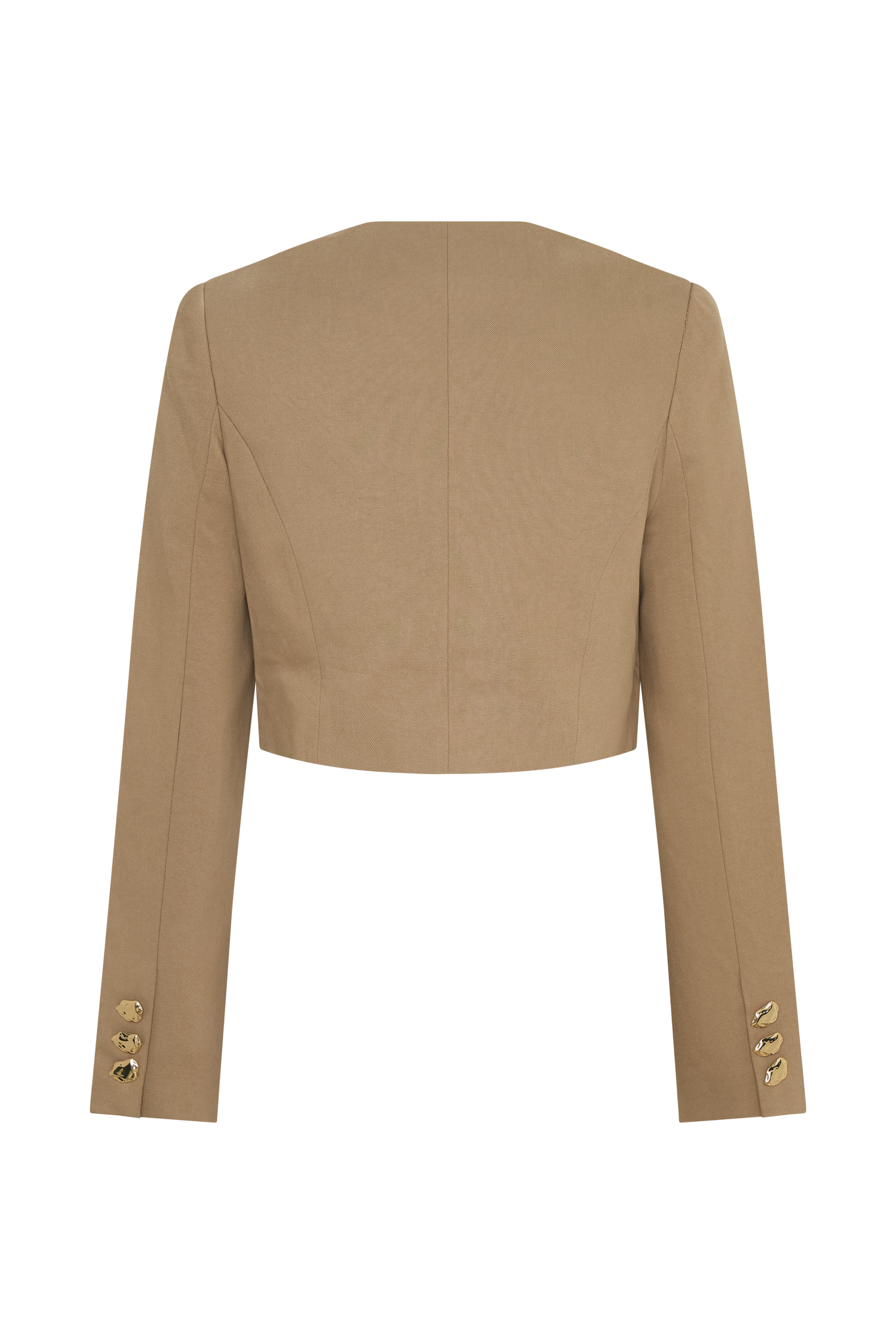 Marielle Button Up Cropped Jacket - Taupe #8