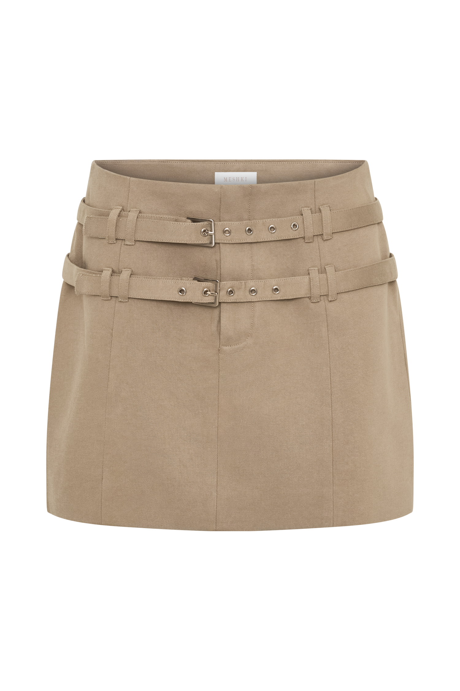Marielle Double Belt Mini Skirt - Taupe #13