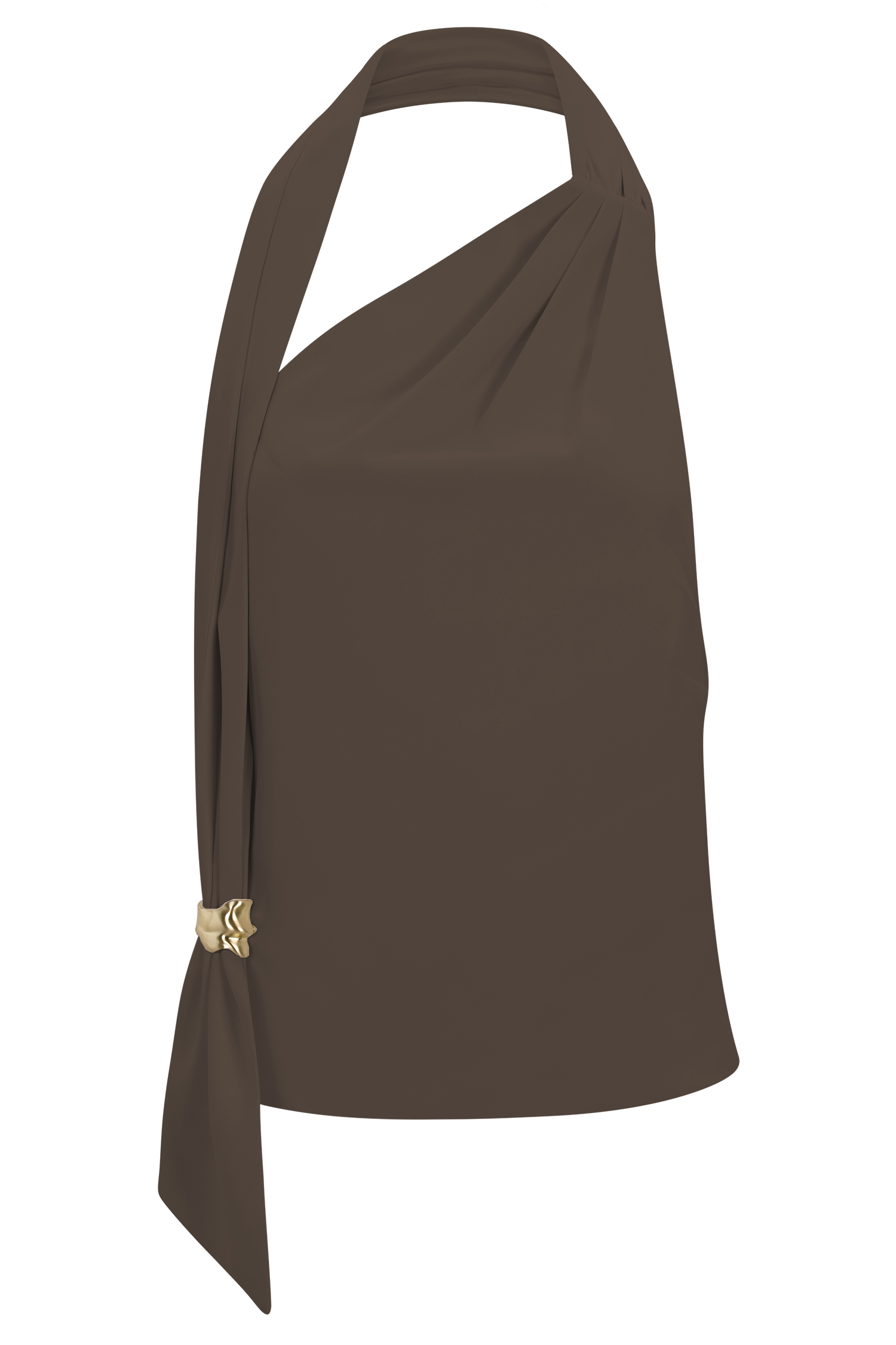 Marina Halter Top With Hardware - Cacao Brown #9