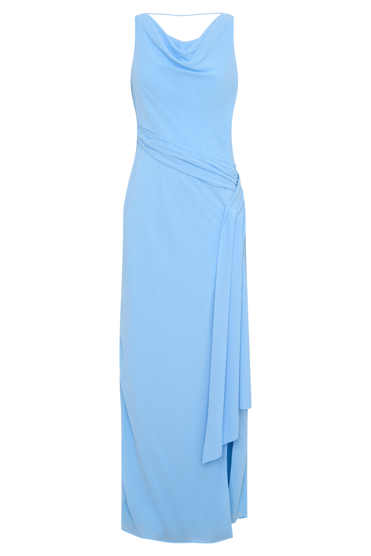 Marjorie Draped Back Chiffon Maxi Dress - Sky Blue #9