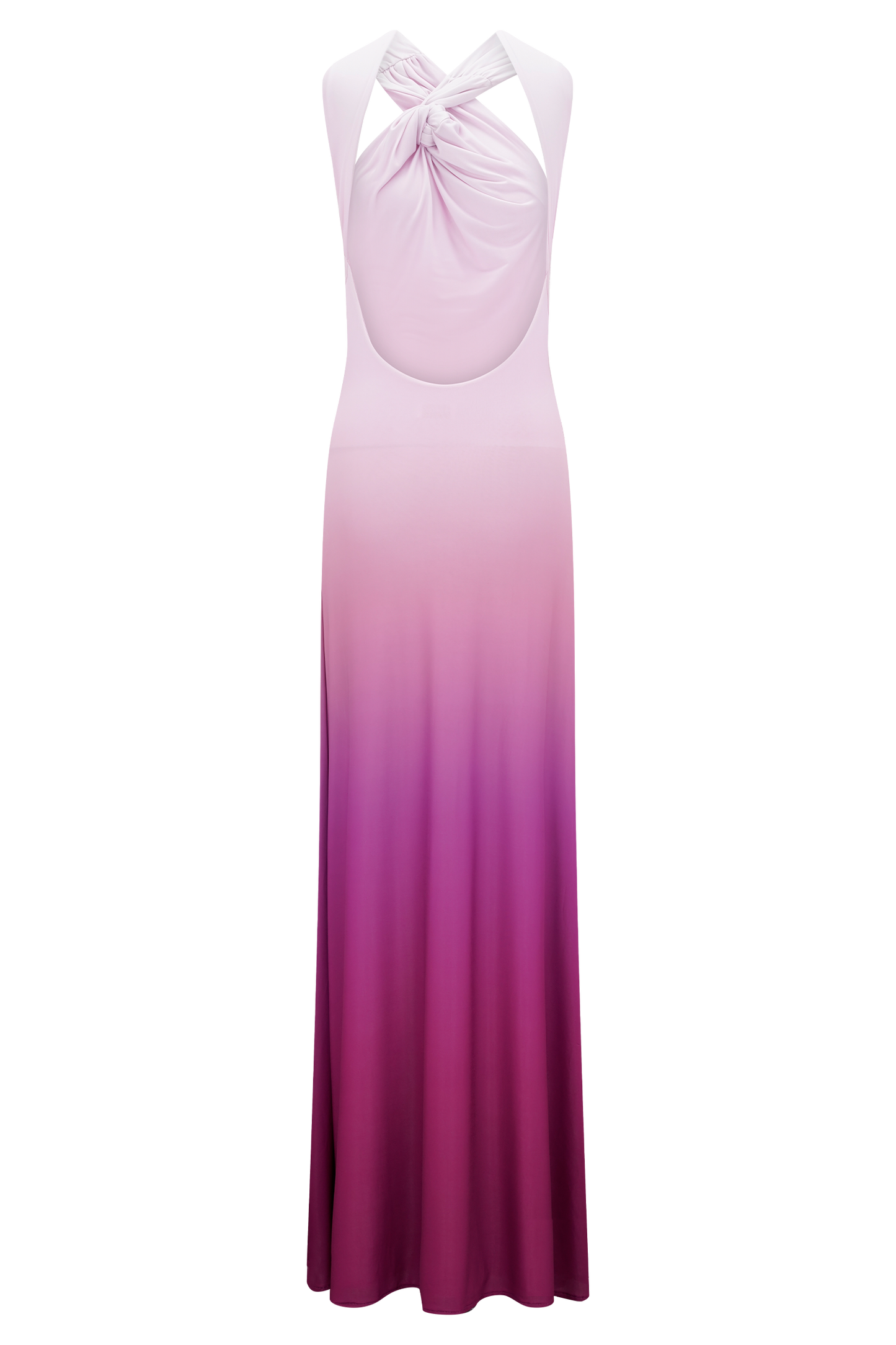 Marlee Asymmetrical Slinky Maxi Dress - Ombre Pink