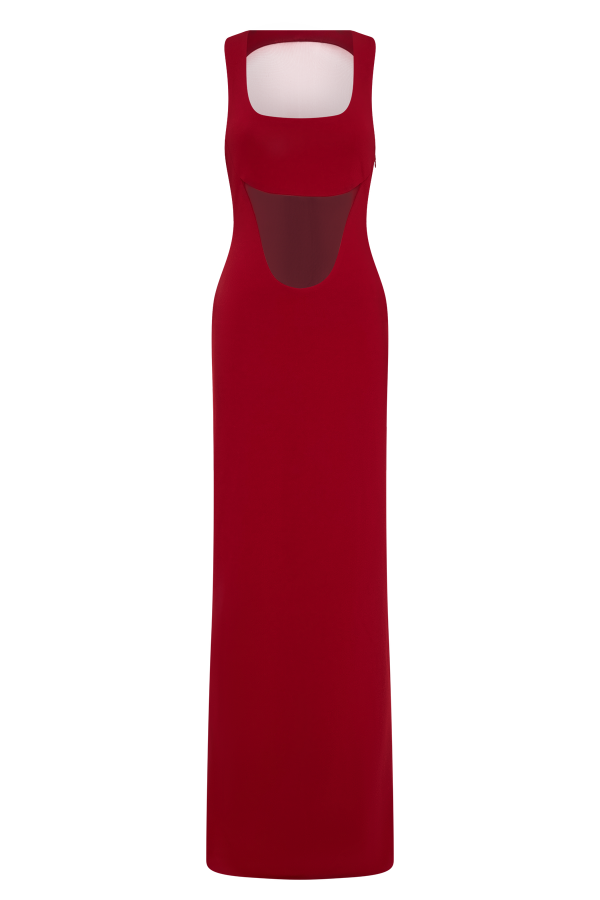 Marlon Crepe And Mesh Maxi Dress - Cherry Red