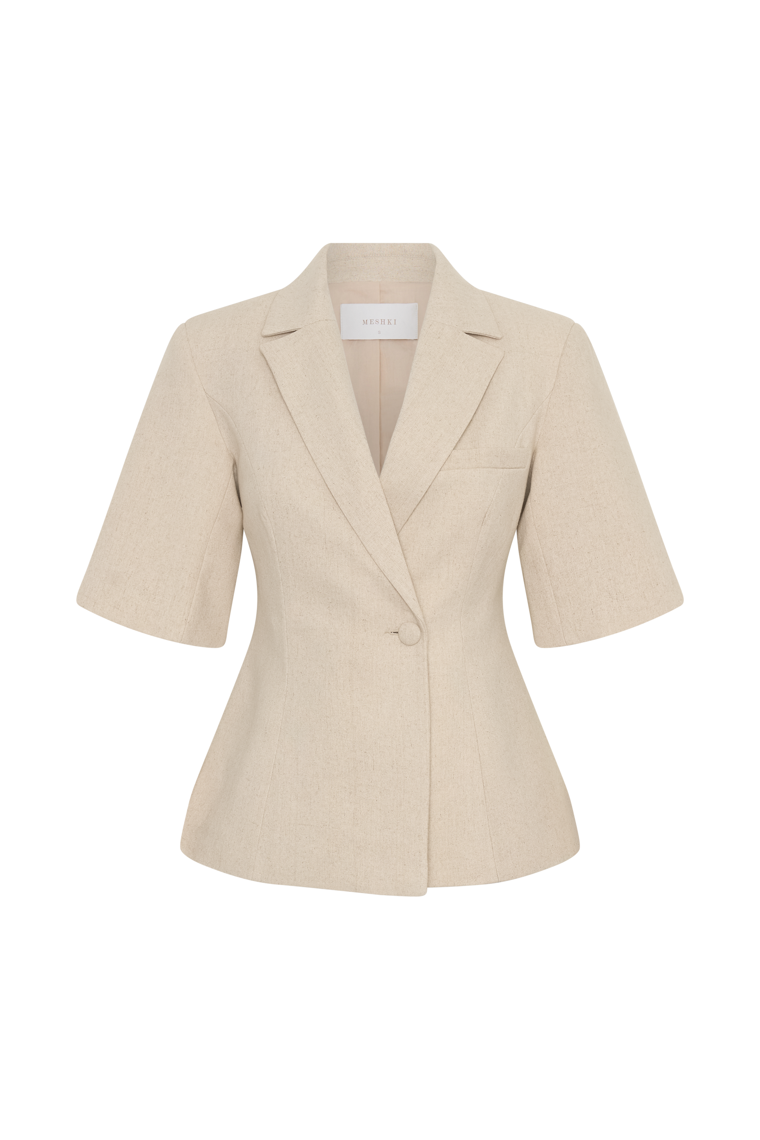 Martine Short Sleeve Linen Top - Natural #9