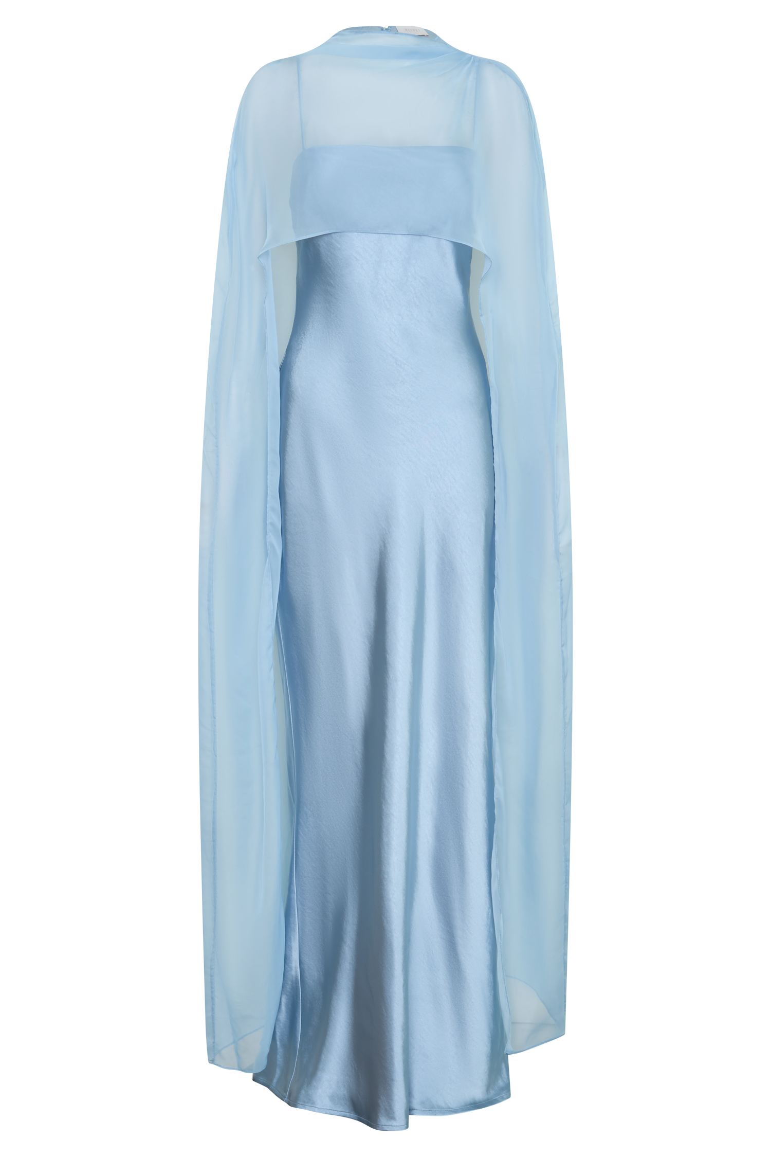 Martinne Chiffon Cape Maxi Dress - Arctic Blue #9