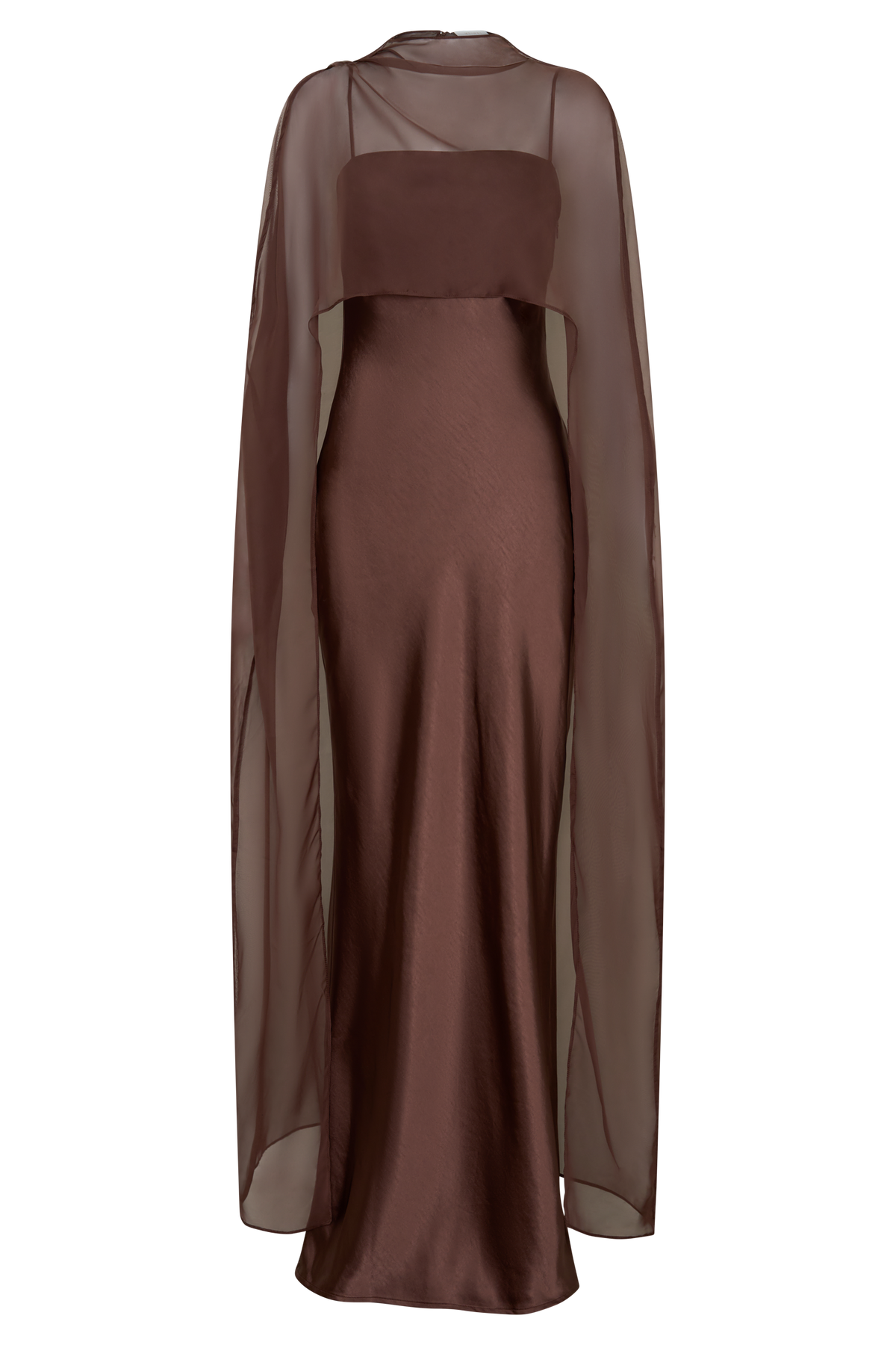 Martinne Chiffon Cape Maxi Dress - Mocha #10