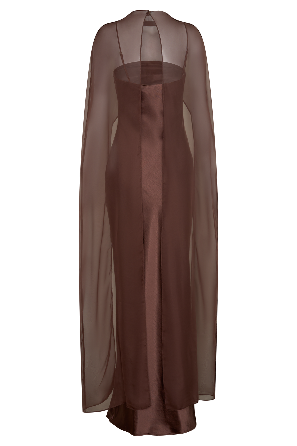 Martinne Chiffon Cape Maxi Dress - Mocha #9