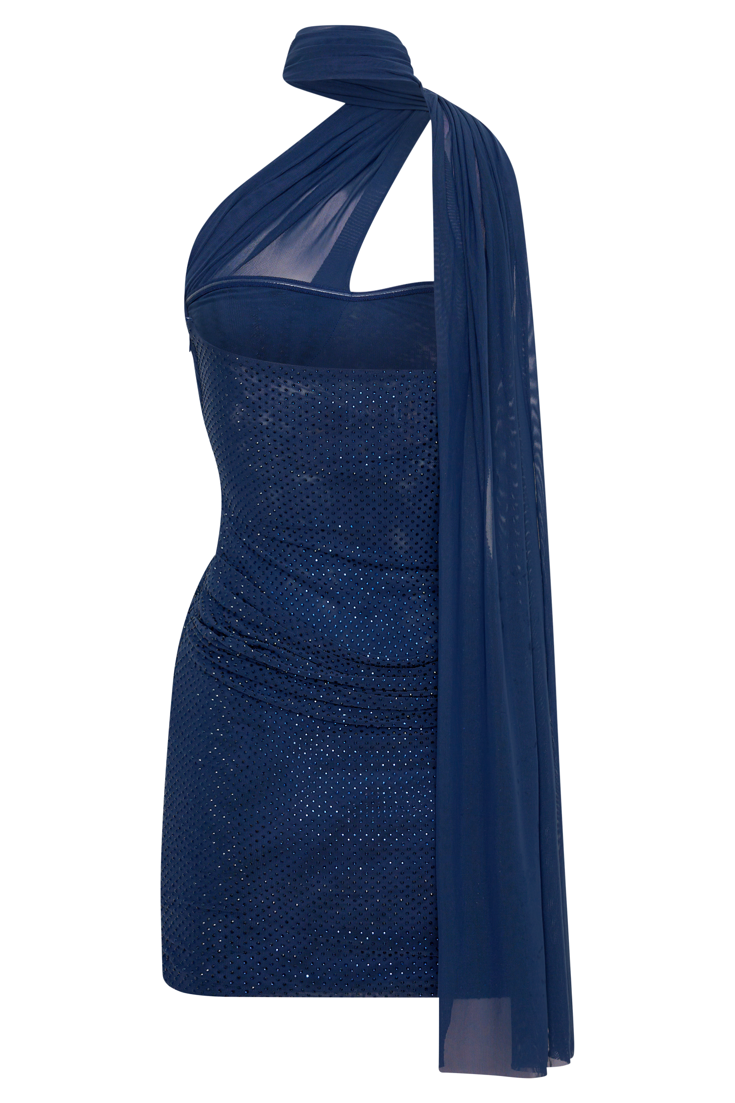 Mattea Diamante Mini Dress With Scarf - Navy #10
