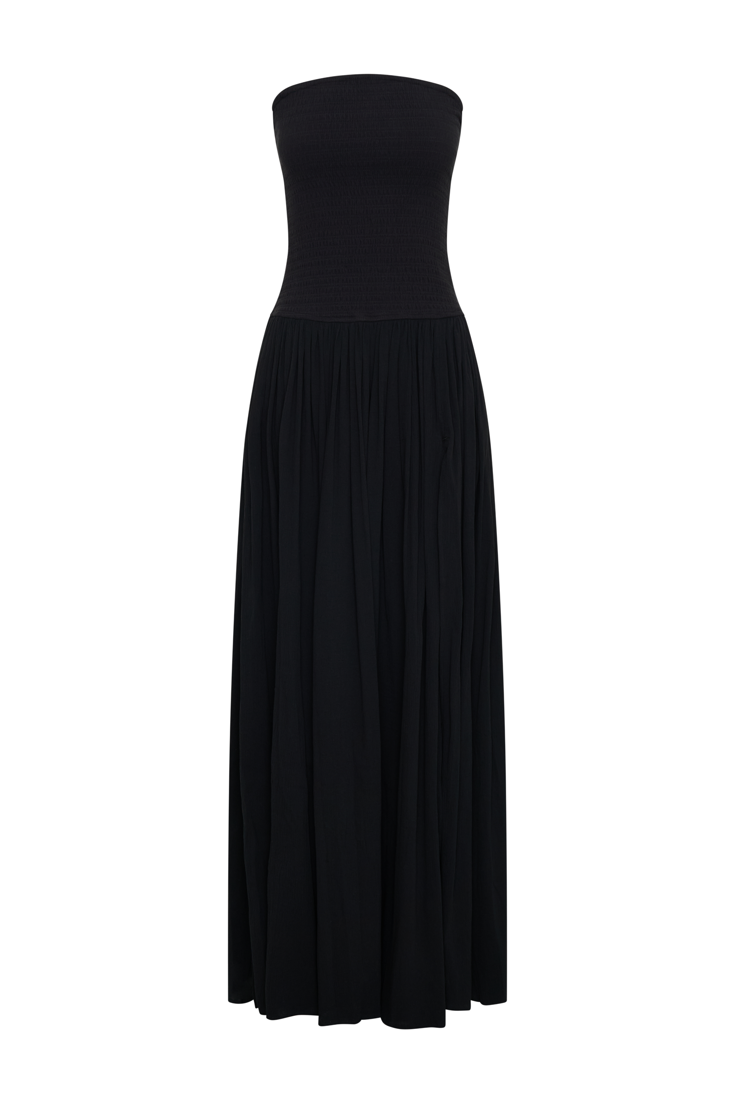 Maureen Cotton Shirring Maxi Dress - Black #8