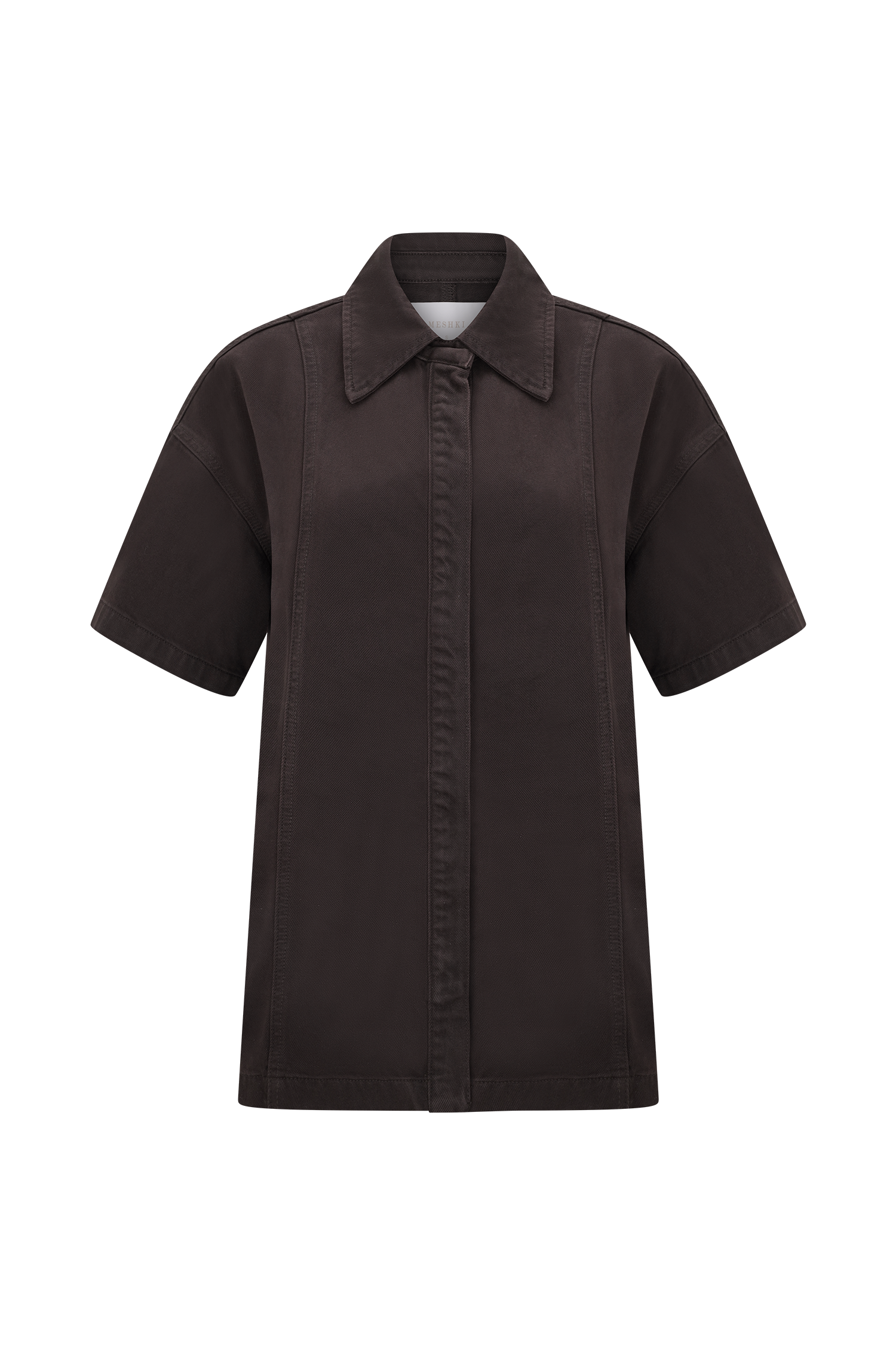 Maya Oversized Denim Shirt - Chocolate #11